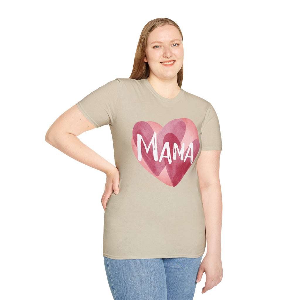 Mama Heart T-Shirt — Watercolor Pink Heart "Mama" Tee, Mother's Day Gift