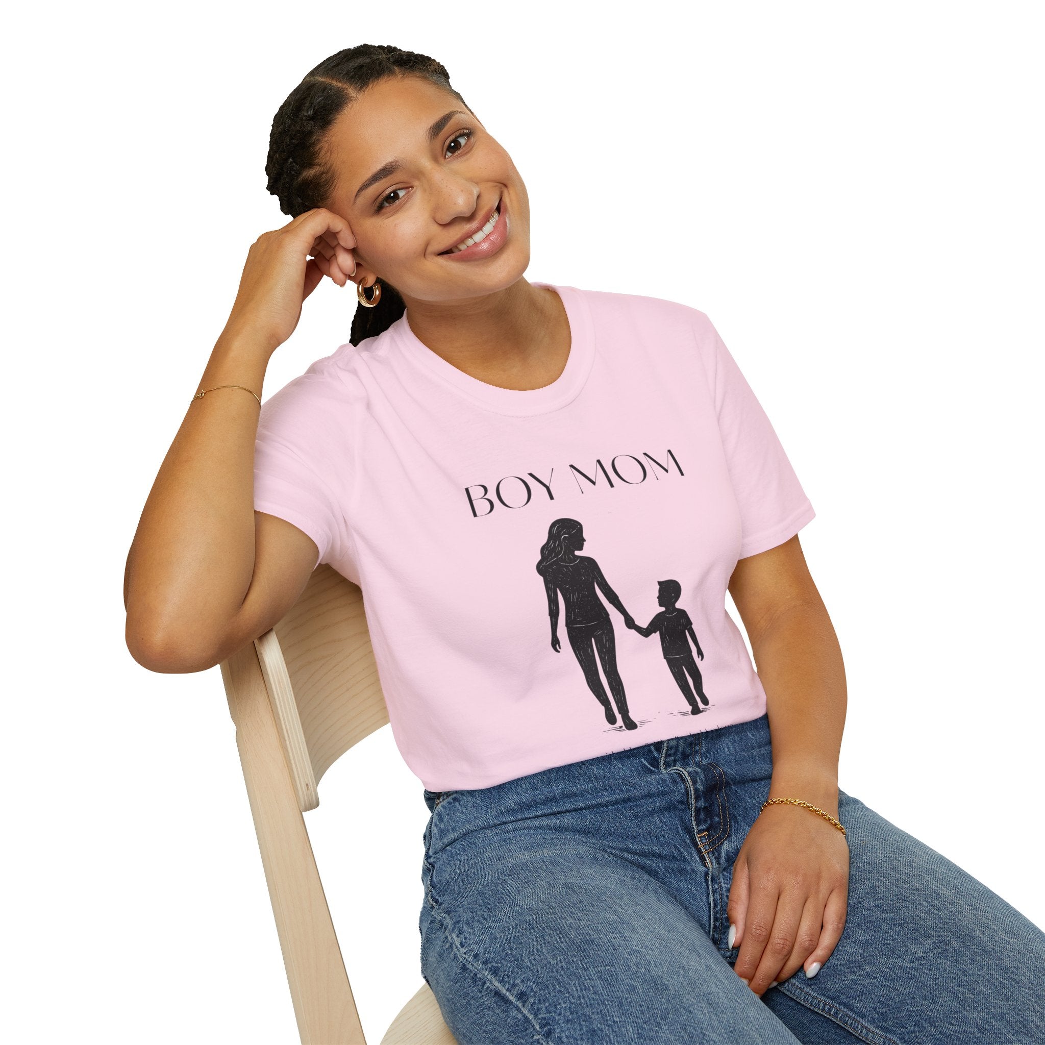 Boy Mom T-Shirt — Silhouette Mama & Son Graphic Tee for Mothers, Mother’s Day Gift