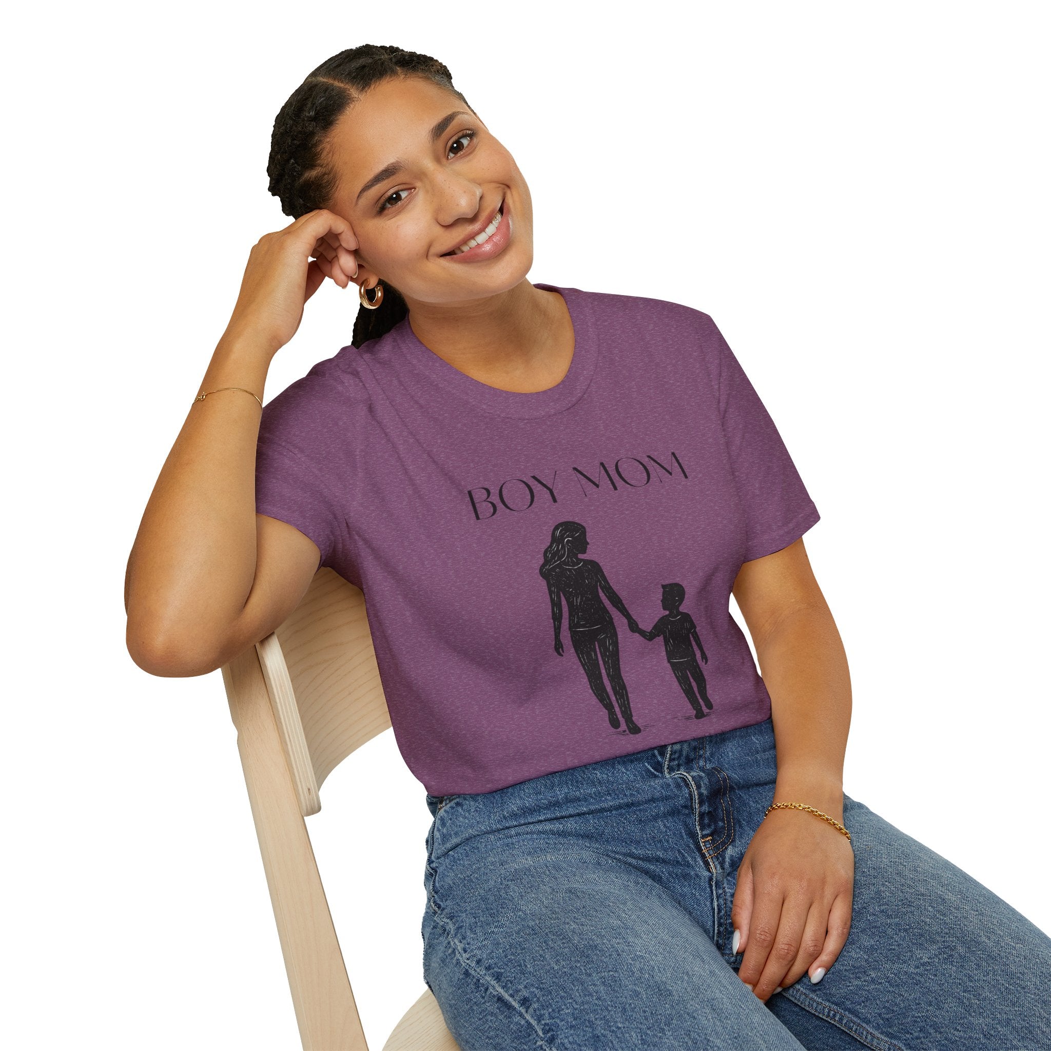 Boy Mom T-Shirt — Silhouette Mama & Son Graphic Tee for Mothers, Mother’s Day Gift