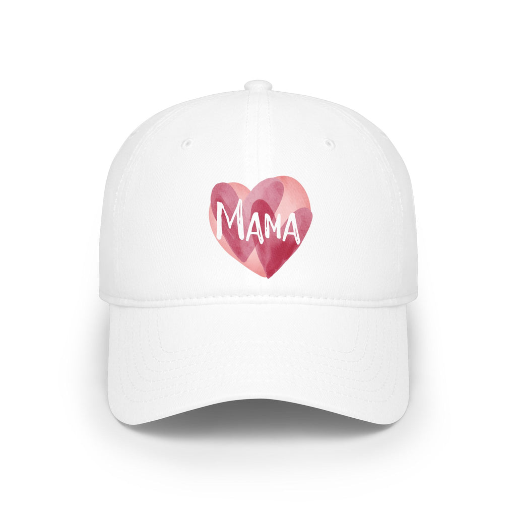 Mama Heart Baseball Cap — Watercolor Pink Heart Hat for Moms, Mother's Day Gift