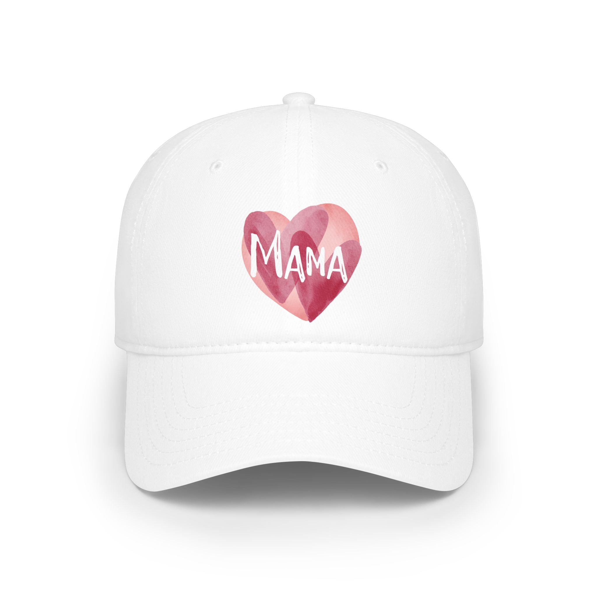Mama Heart Baseball Cap — Watercolor Pink Heart Hat for Moms, Mother's Day Gift