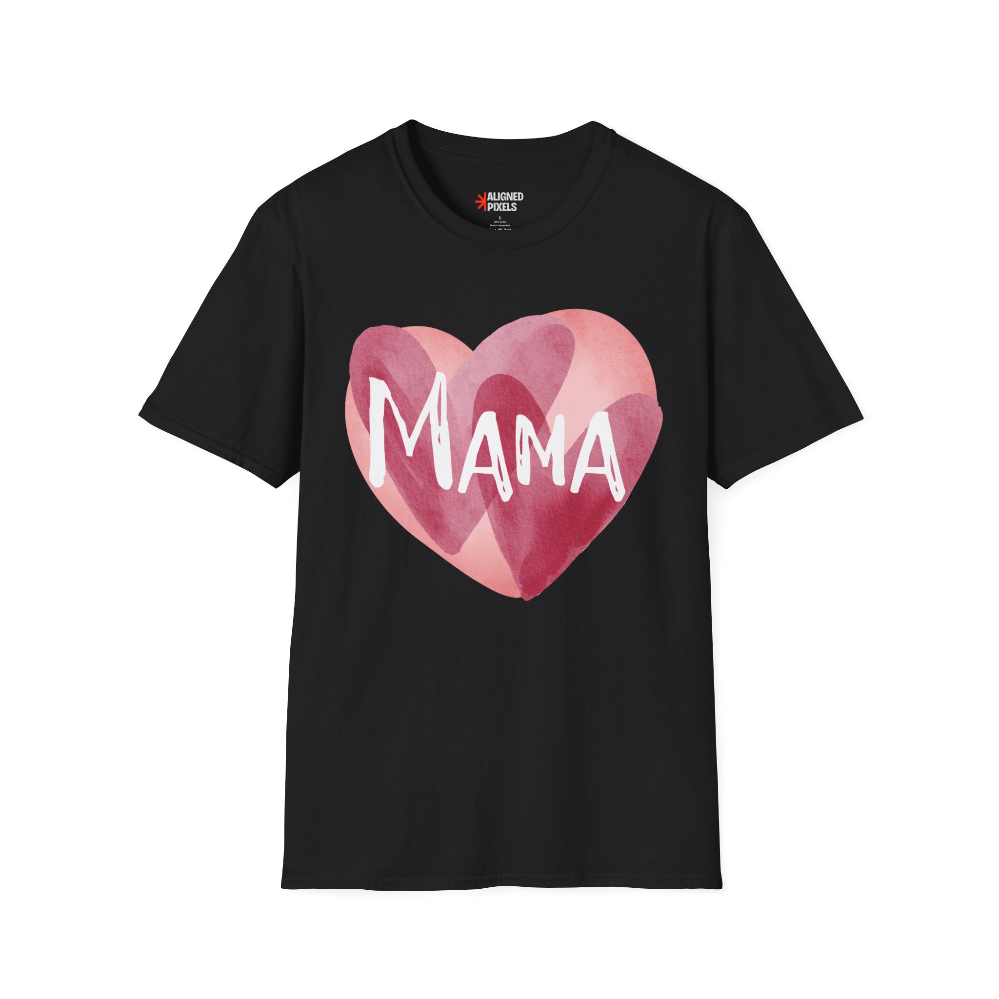 Mama Heart T-Shirt — Watercolor Pink Heart "Mama" Tee, Mother's Day Gift