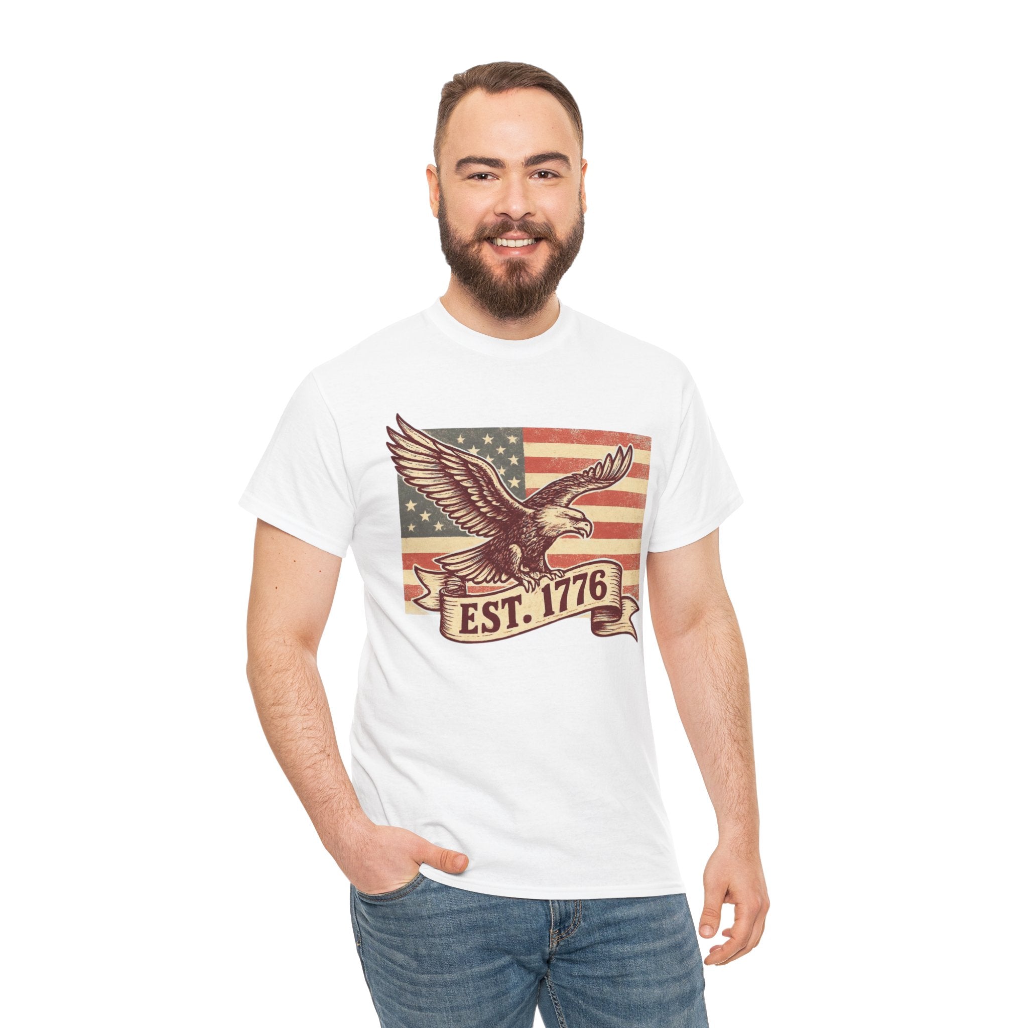 Patriotic Eagle T-Shirt - EST. 1776 Vintage American Flag Tee