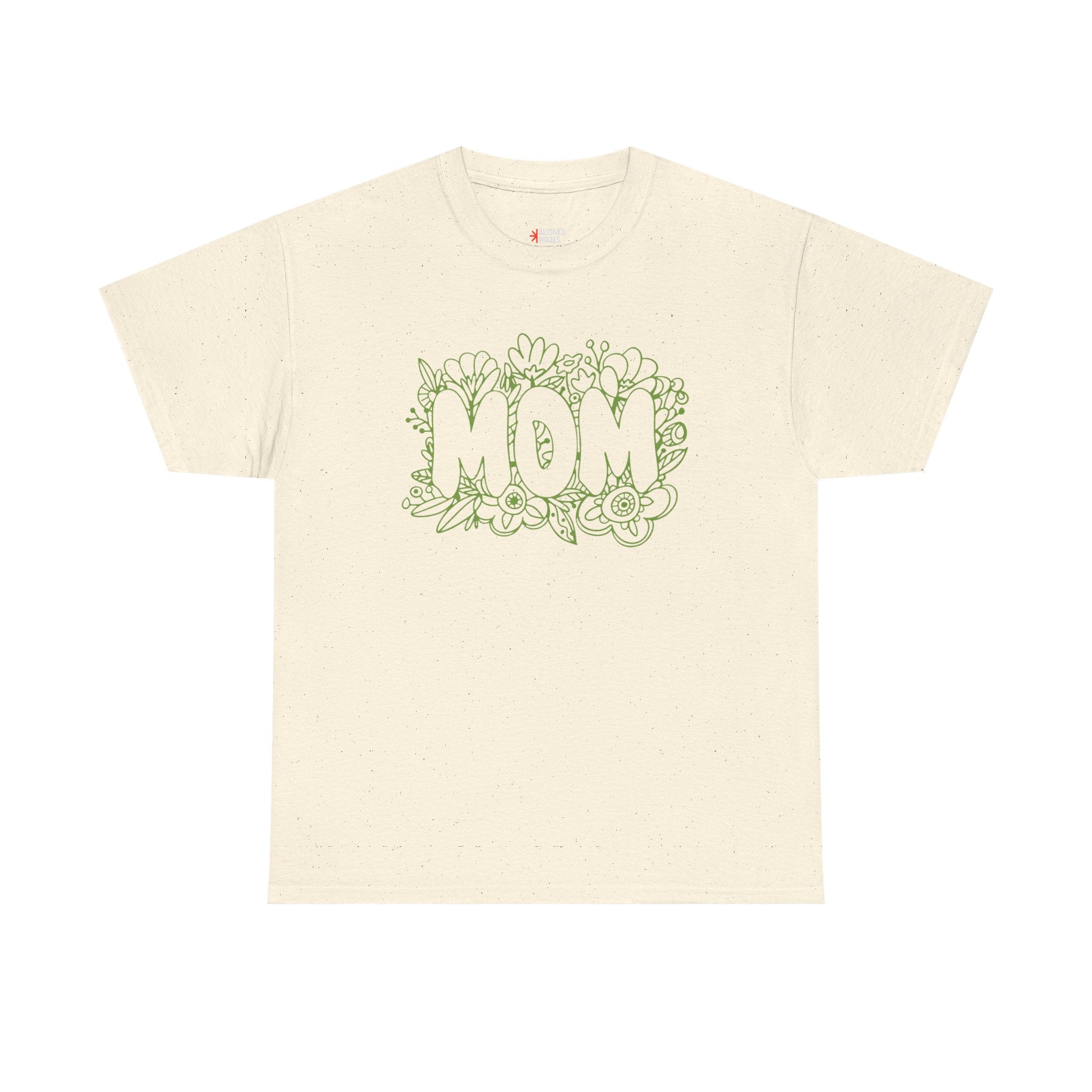 Mom Floral Outline T-Shirt — "MOM" Flower Doodle Tee for Mother's Day & Everyday