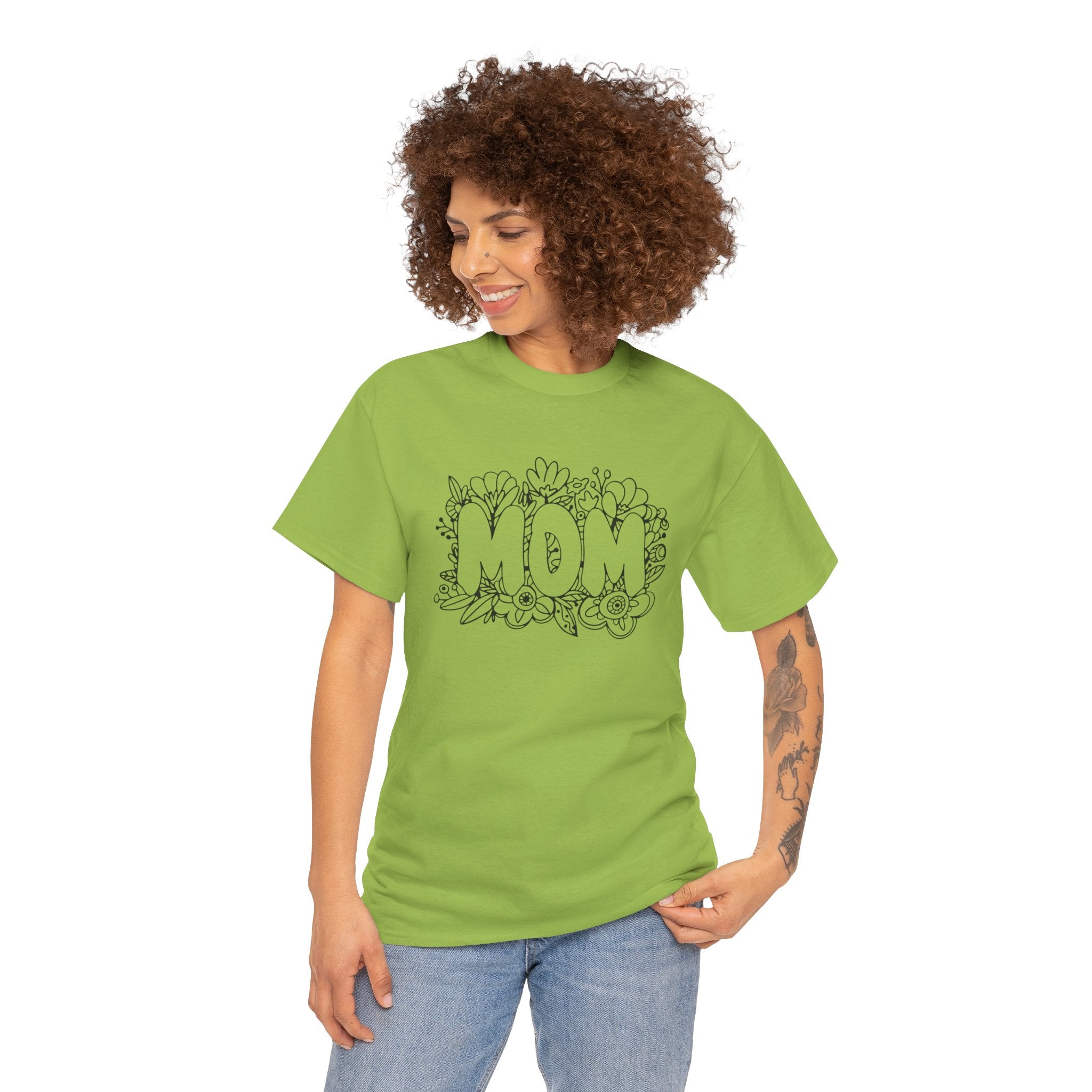Mom Floral Graphic Tee — "MOM" Flower Lettering Mother's Day Gift