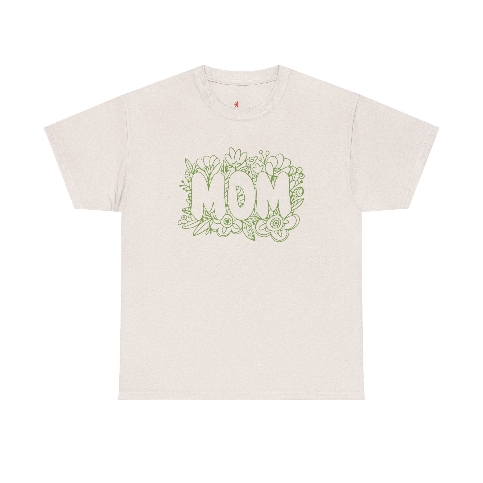 Mom Floral Outline T-Shirt — "MOM" Flower Doodle Tee for Mother's Day & Everyday