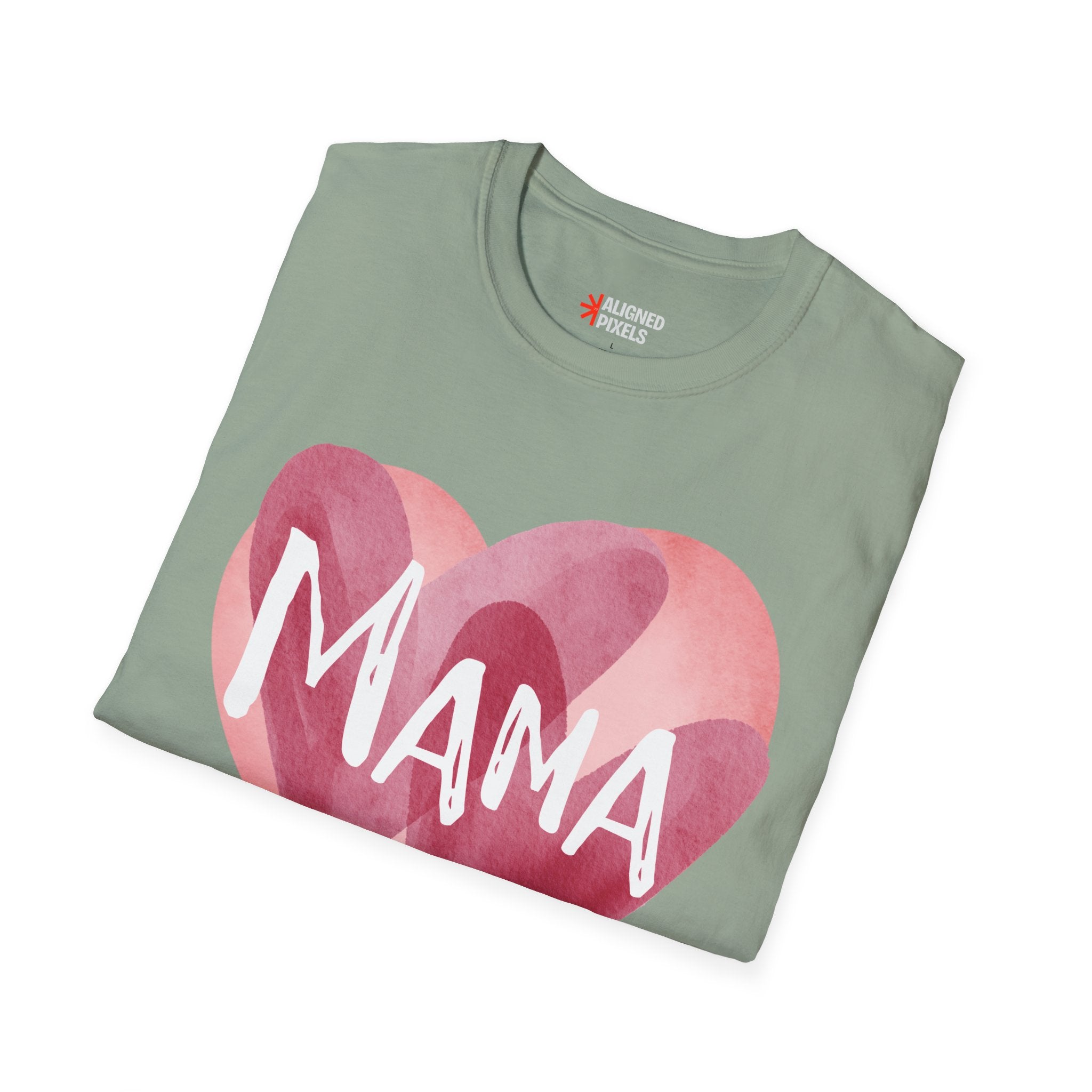 Mama Heart T-Shirt — Watercolor Pink Heart "Mama" Tee, Mother's Day Gift