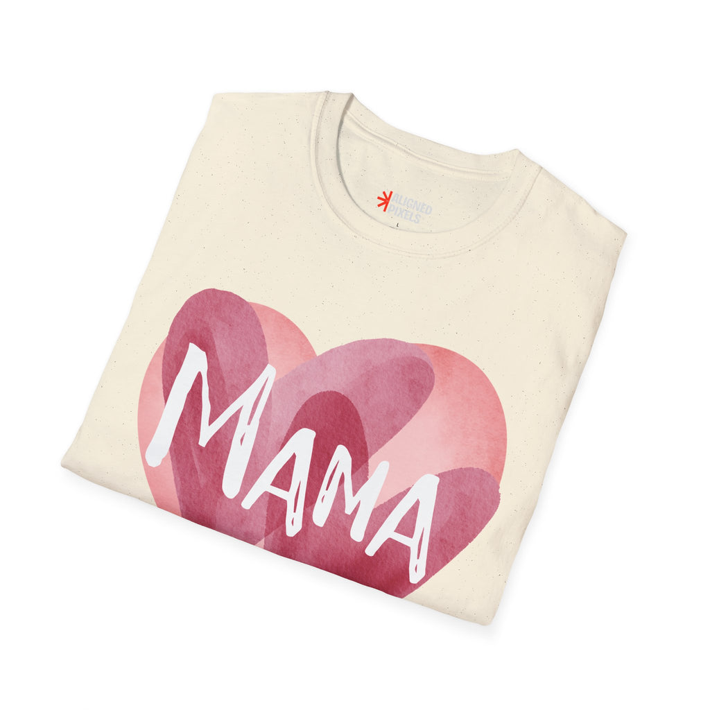Mama Heart T-Shirt — Watercolor Pink Heart "Mama" Tee, Mother's Day Gift