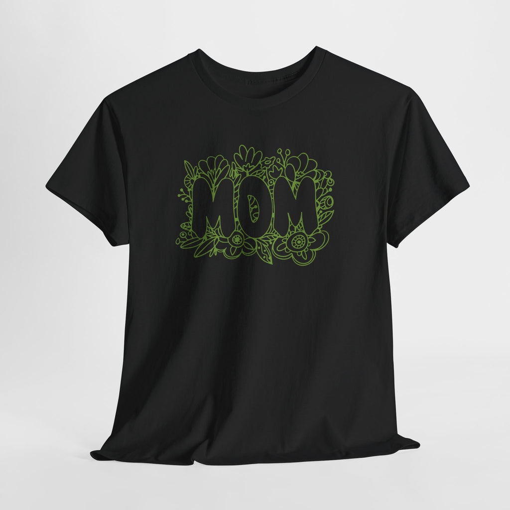 Mom Floral Outline T-Shirt — "MOM" Flower Doodle Tee for Mother's Day & Everyday