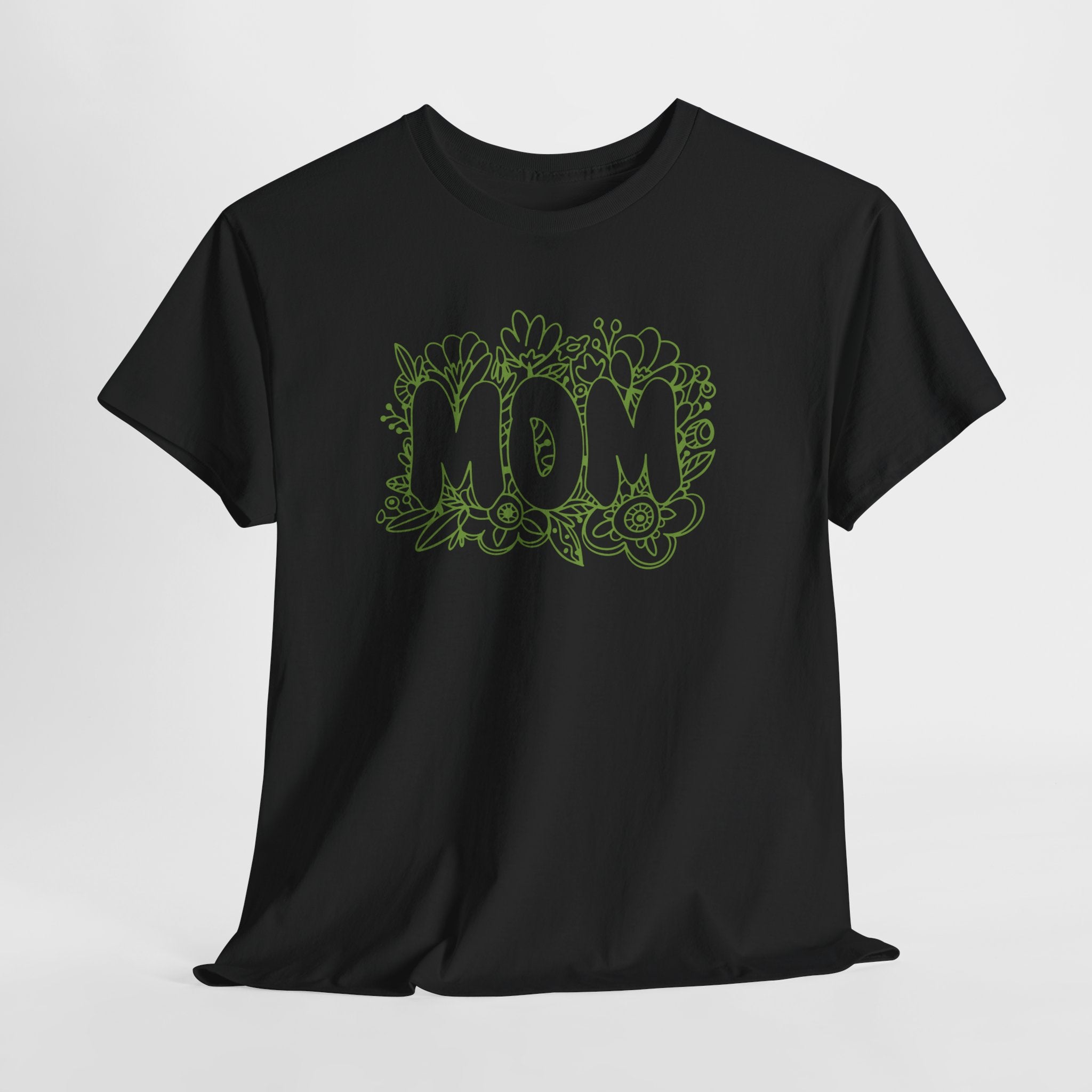 Mom Floral Outline T-Shirt — "MOM" Flower Doodle Tee for Mother's Day & Everyday