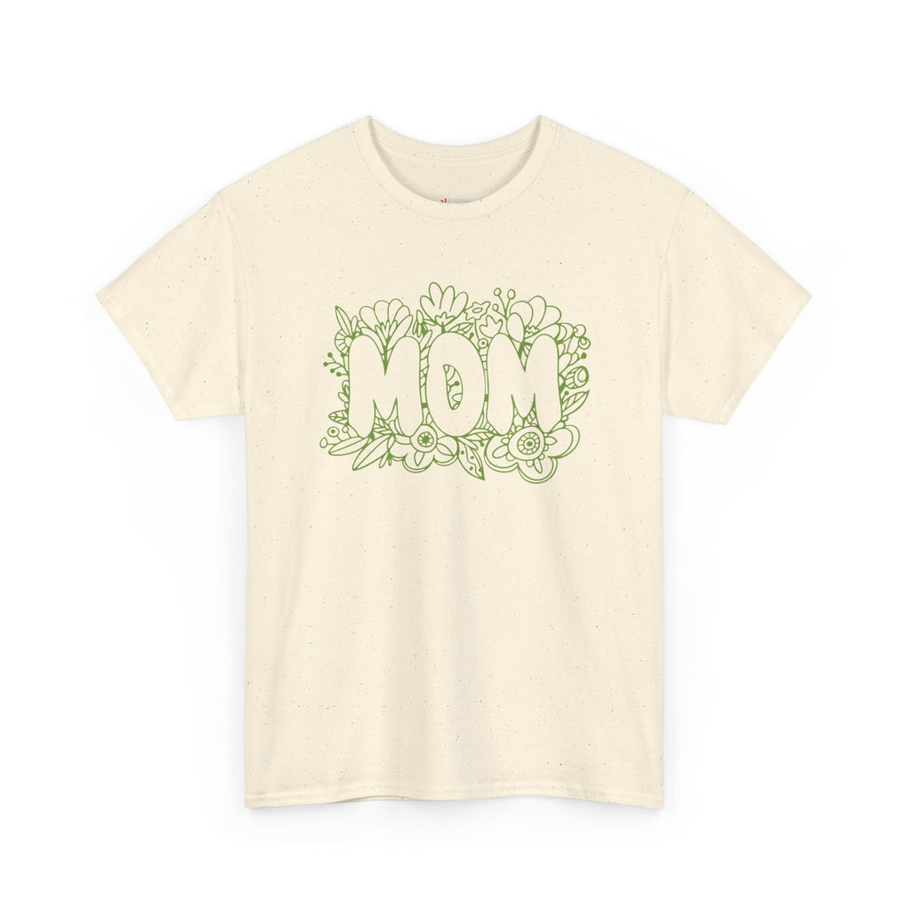 Mom Floral Outline T-Shirt — "MOM" Flower Doodle Tee for Mother's Day & Everyday