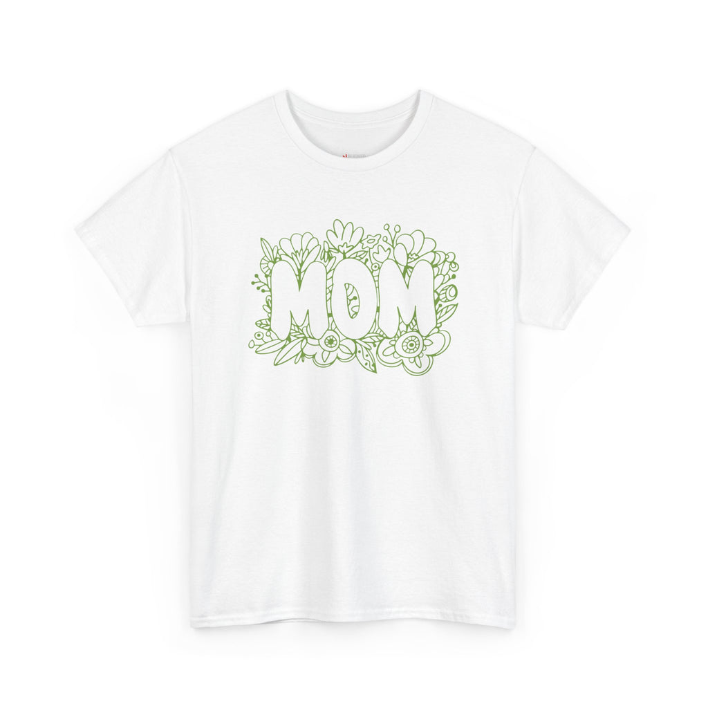 Mom Floral Outline T-Shirt — "MOM" Flower Doodle Tee for Mother's Day & Everyday
