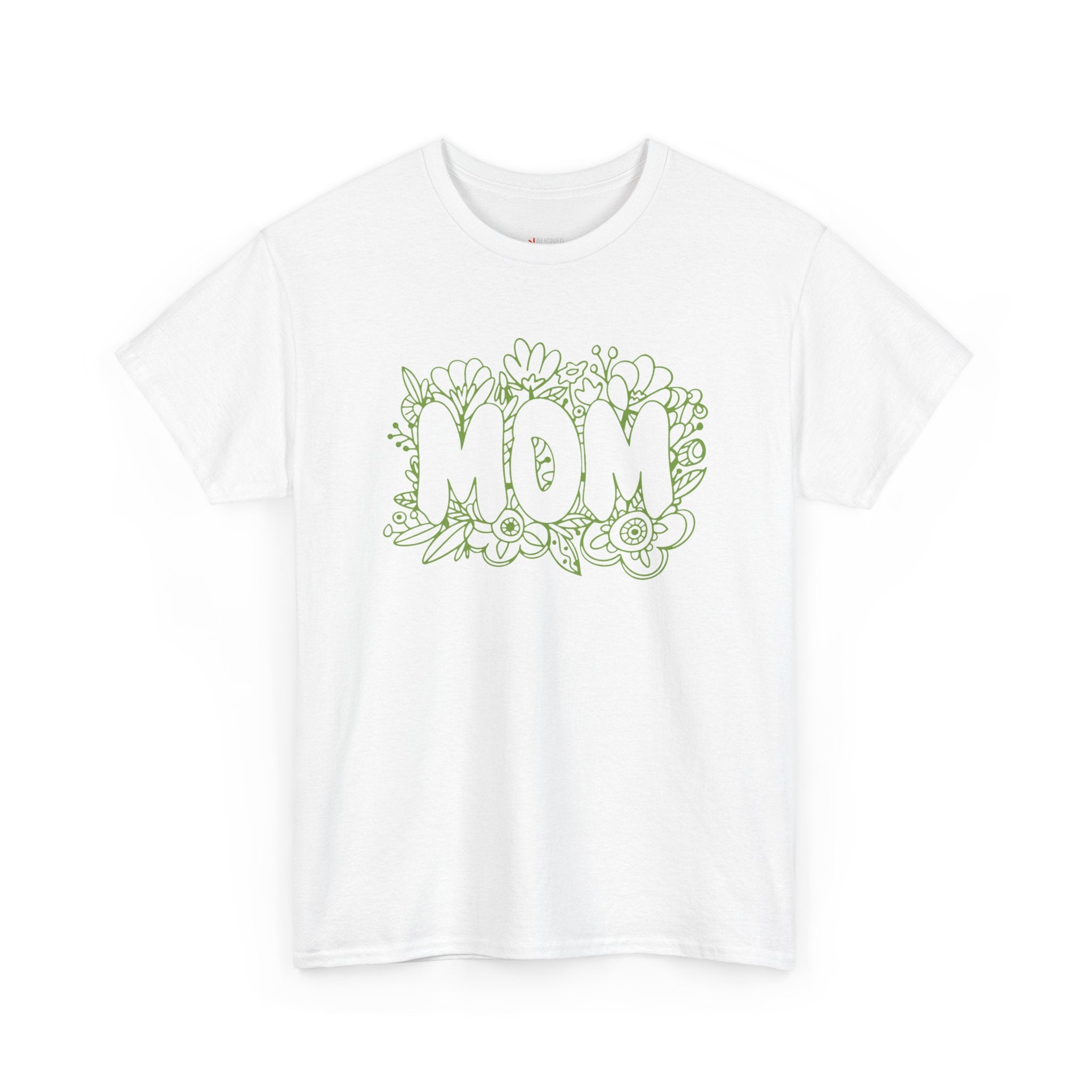 Mom Floral Outline T-Shirt — "MOM" Flower Doodle Tee for Mother's Day & Everyday