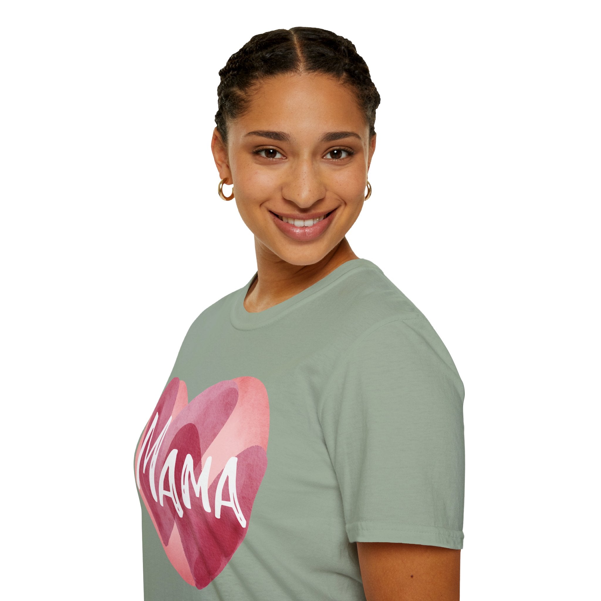 Mama Heart T-Shirt — Watercolor Pink Heart "Mama" Tee, Mother's Day Gift
