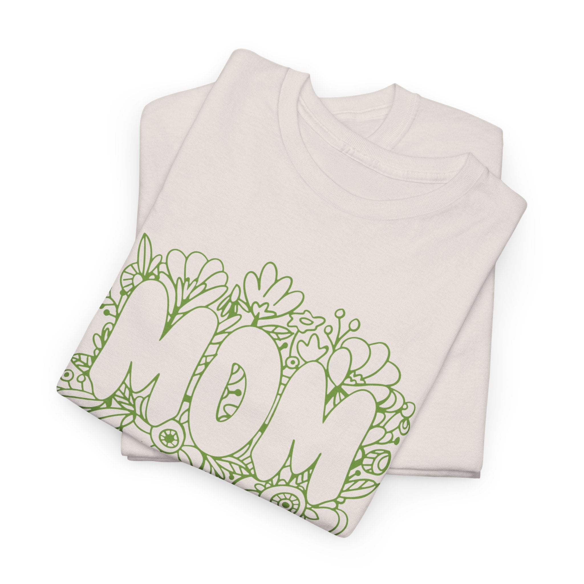 Mom Floral Outline T-Shirt — "MOM" Flower Doodle Tee for Mother's Day & Everyday