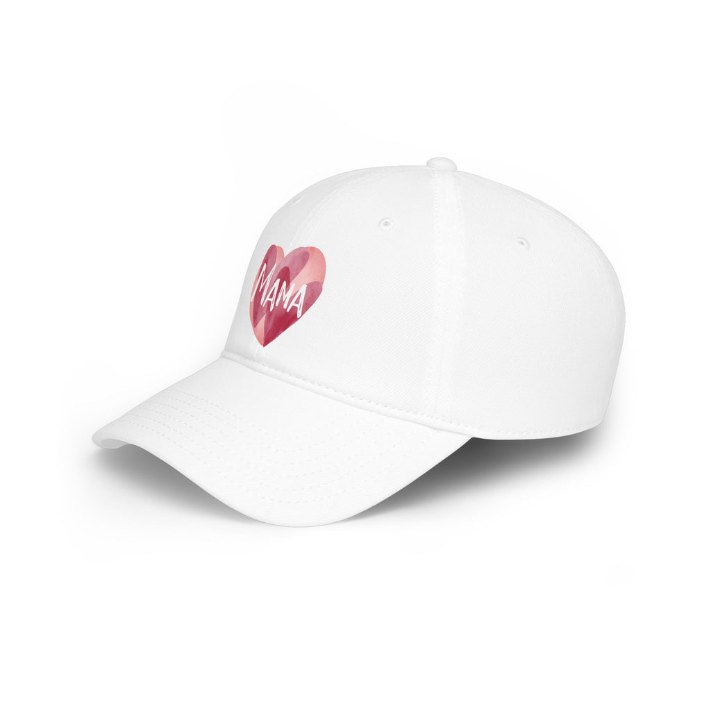 Mama Heart Baseball Cap — Watercolor Pink Heart Hat for Moms, Mother's Day Gift