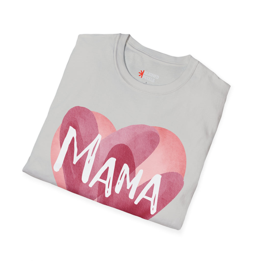 Mama Heart T-Shirt — Watercolor Pink Heart "Mama" Tee, Mother's Day Gift