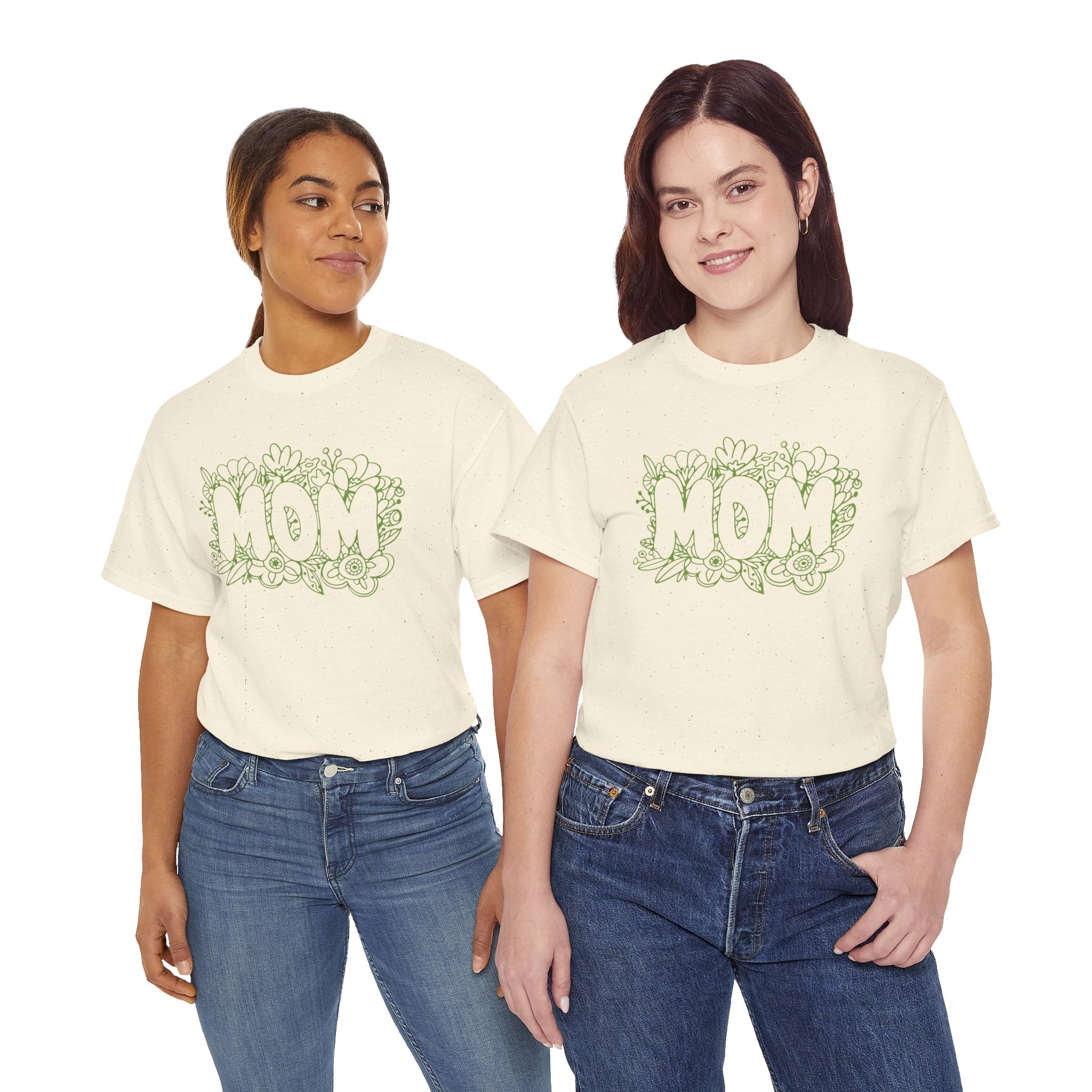 Mom Floral Outline T-Shirt — "MOM" Flower Doodle Tee for Mother's Day & Everyday