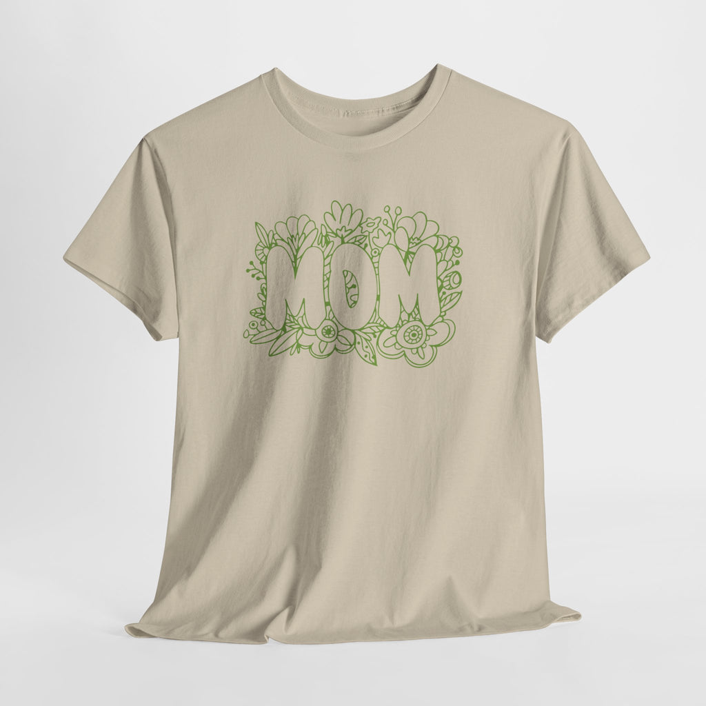 Mom Floral Outline T-Shirt — "MOM" Flower Doodle Tee for Mother's Day & Everyday