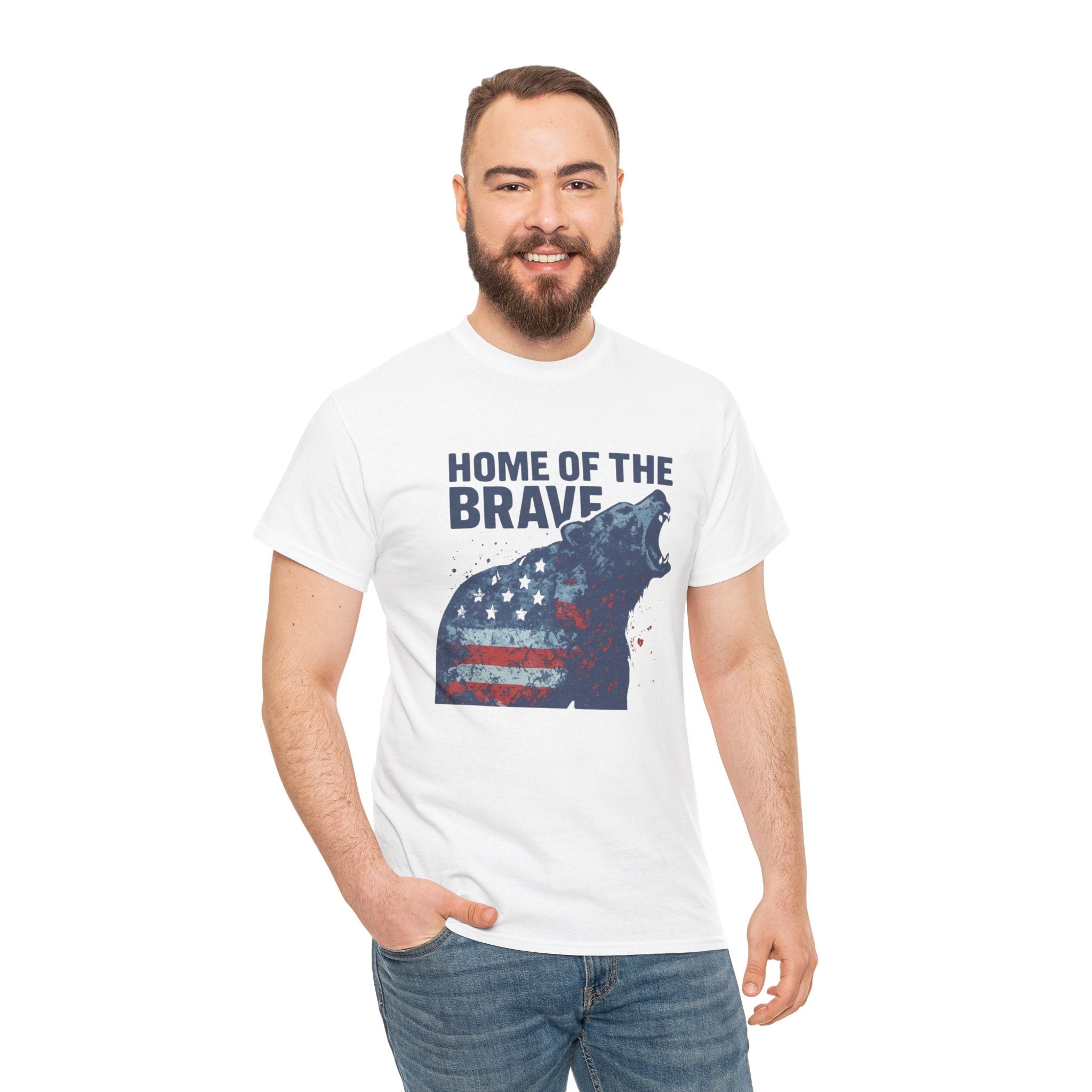 Patriotic "Home of the Brave" Bear Tee