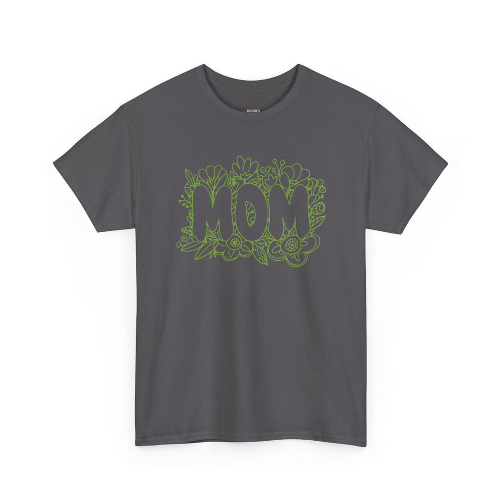 Mom Floral Outline T-Shirt — "MOM" Flower Doodle Tee for Mother's Day & Everyday