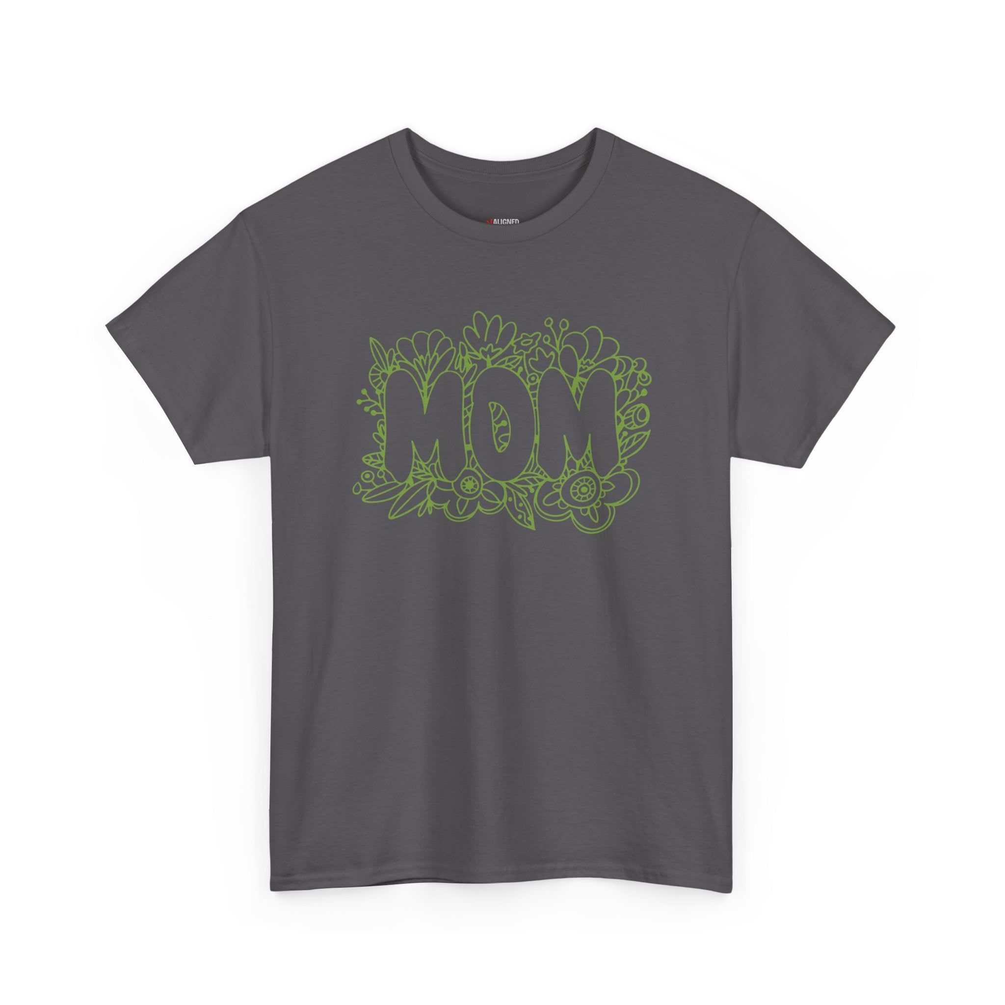 Mom Floral Outline T-Shirt — "MOM" Flower Doodle Tee for Mother's Day & Everyday