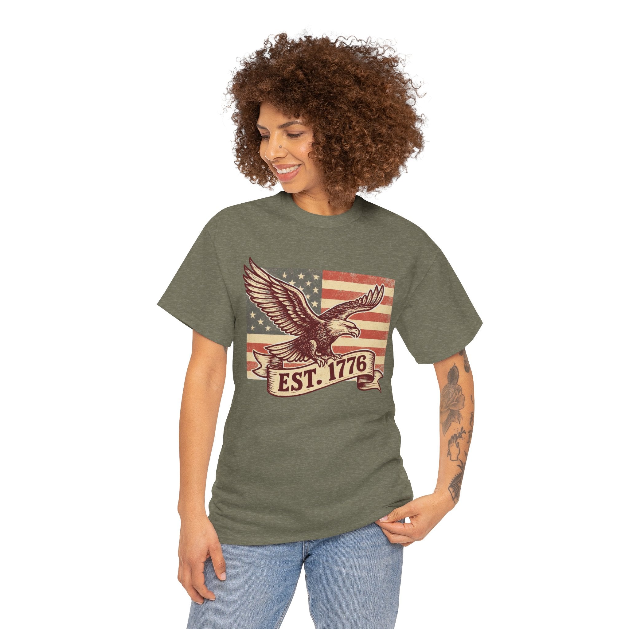 Patriotic Eagle T-Shirt - EST. 1776 Vintage American Flag Tee