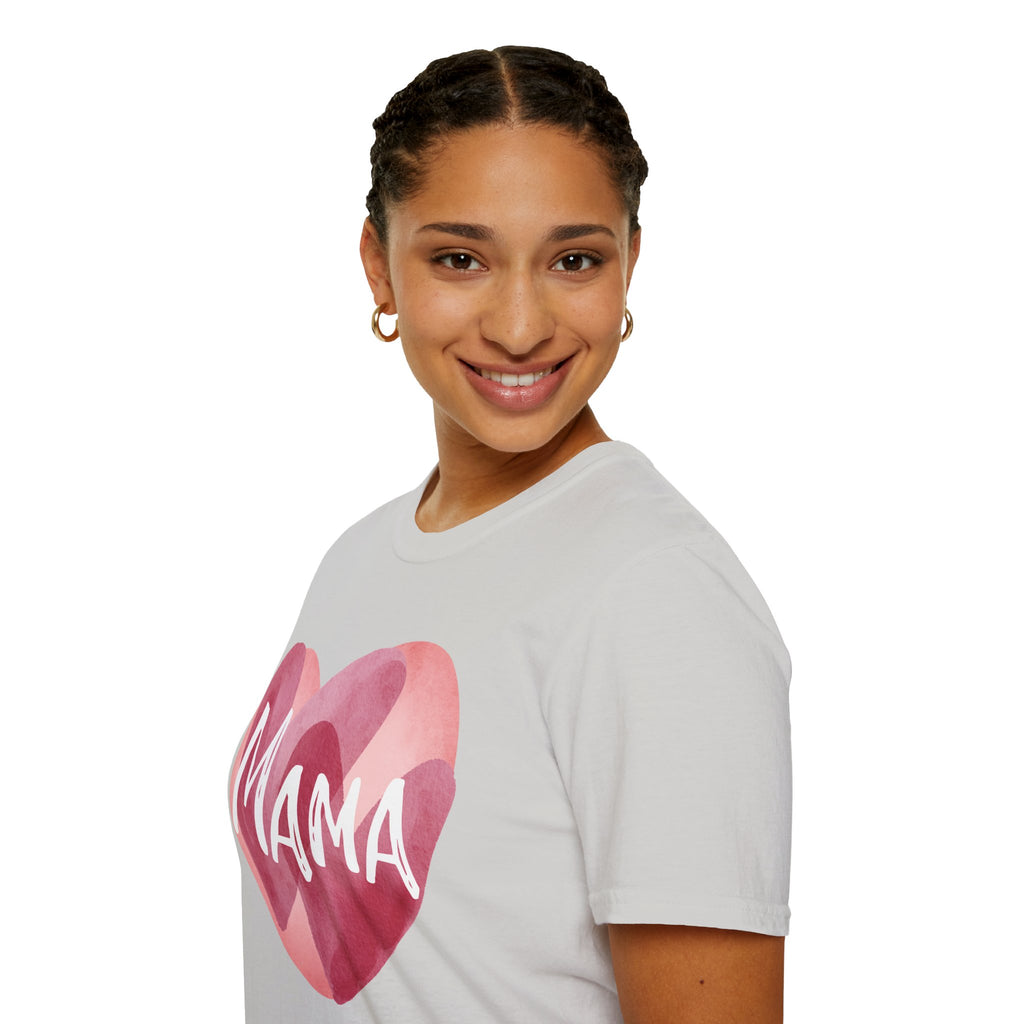 Mama Heart T-Shirt — Watercolor Pink Heart "Mama" Tee, Mother's Day Gift
