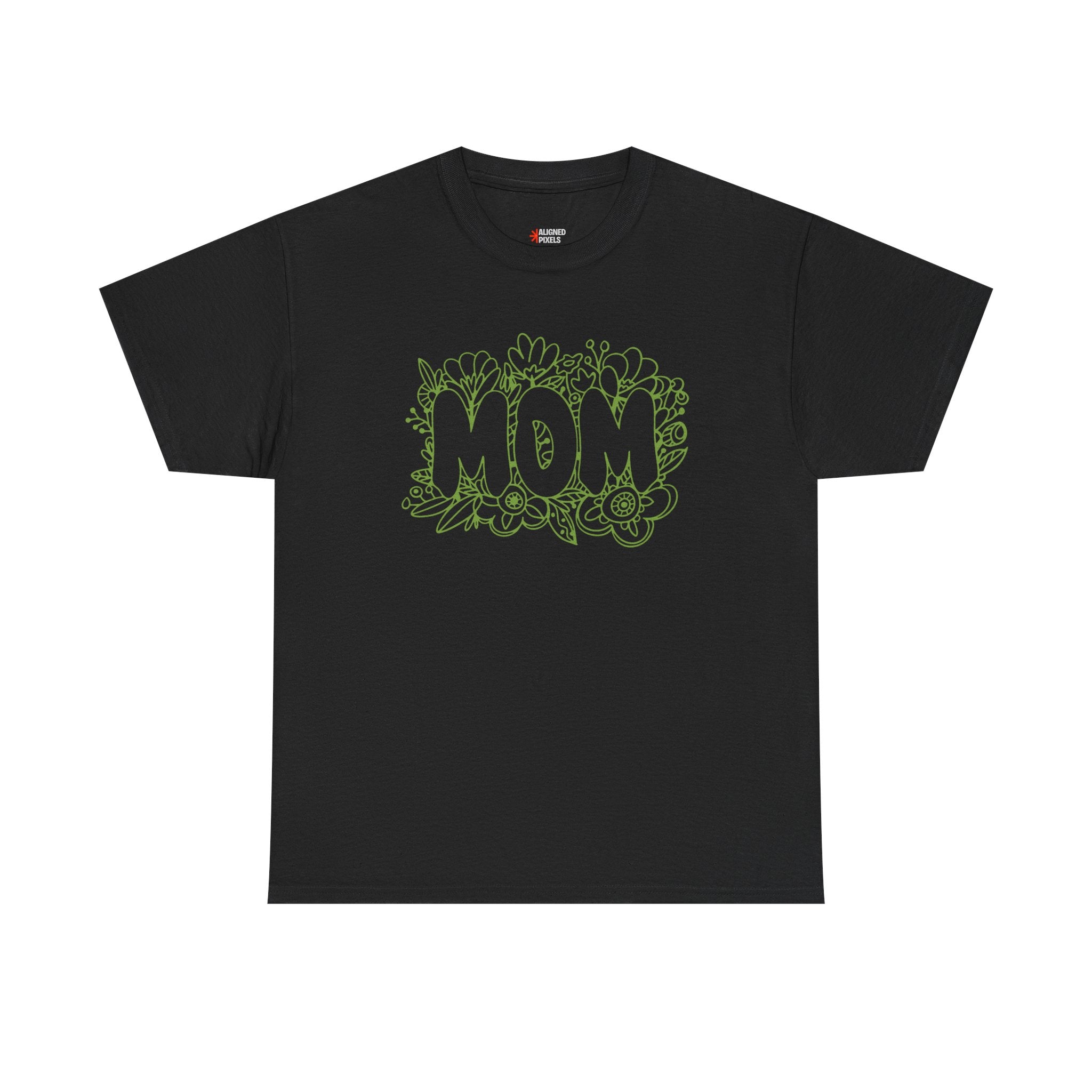 Mom Floral Outline T-Shirt — "MOM" Flower Doodle Tee for Mother's Day & Everyday