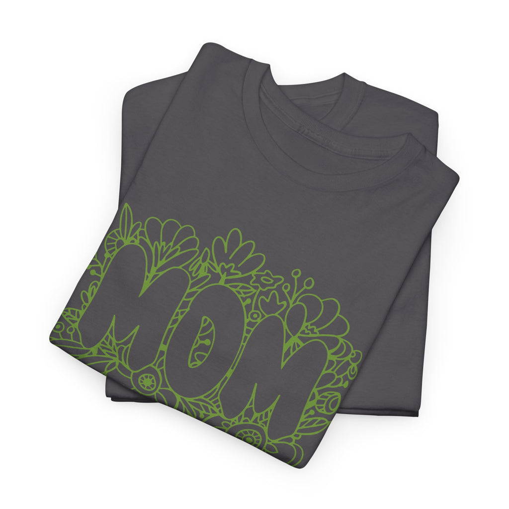 Mom Floral Outline T-Shirt — "MOM" Flower Doodle Tee for Mother's Day & Everyday