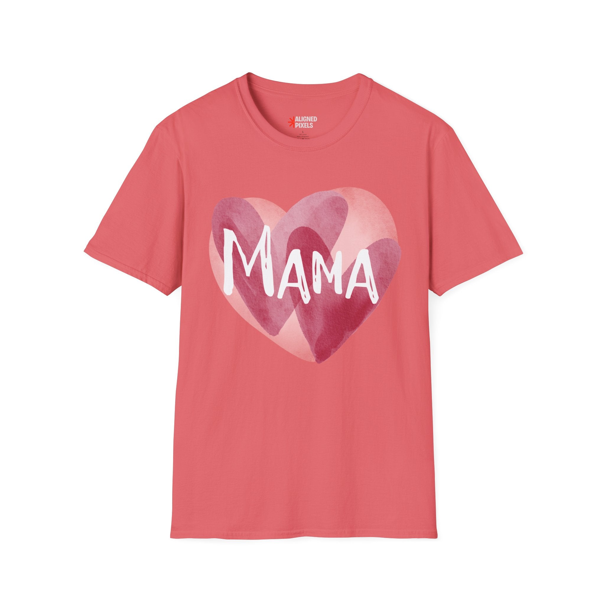 Mama Heart T-Shirt — Watercolor Pink Heart "Mama" Tee, Mother's Day Gift