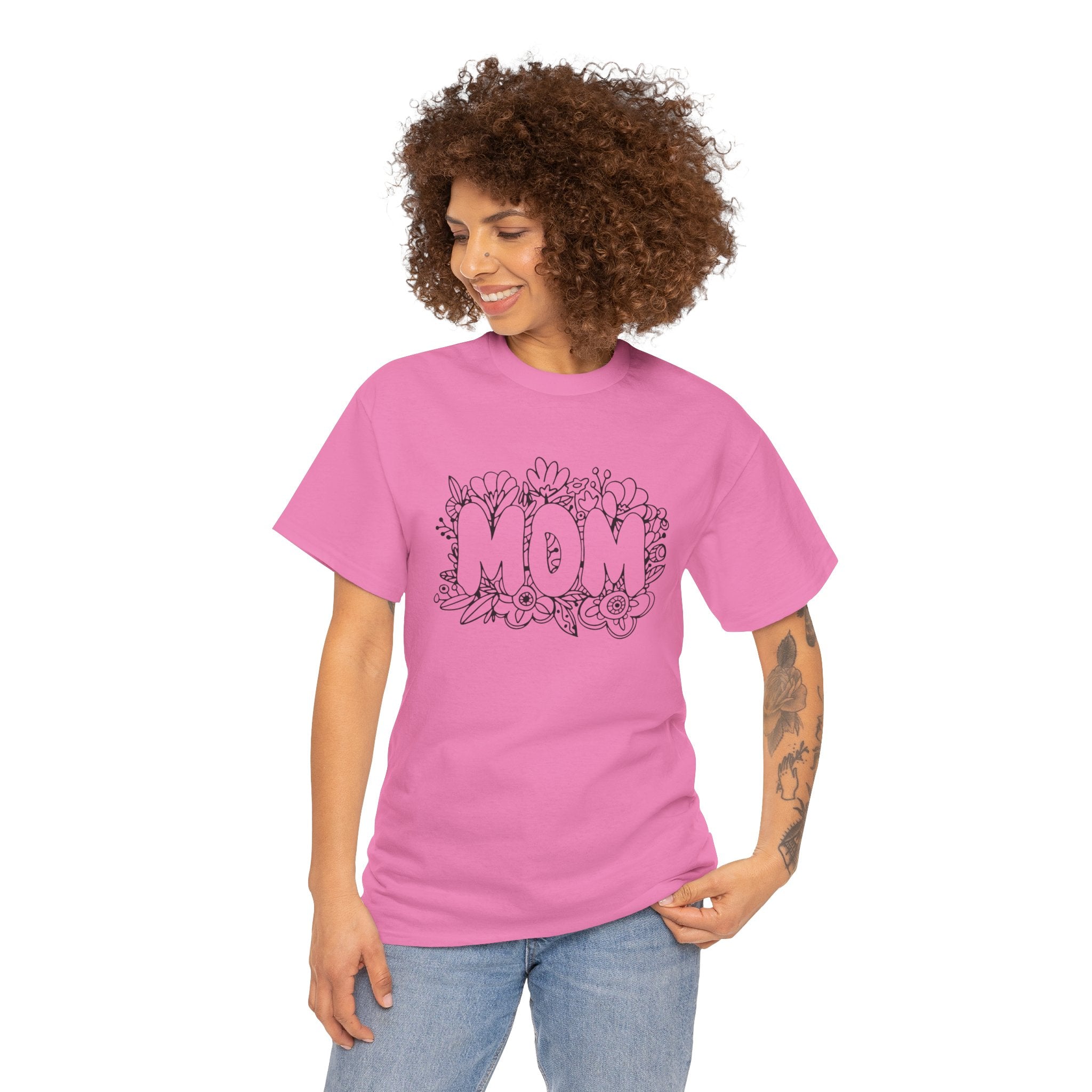 Mom Floral Graphic Tee — "MOM" Flower Lettering Mother's Day Gift
