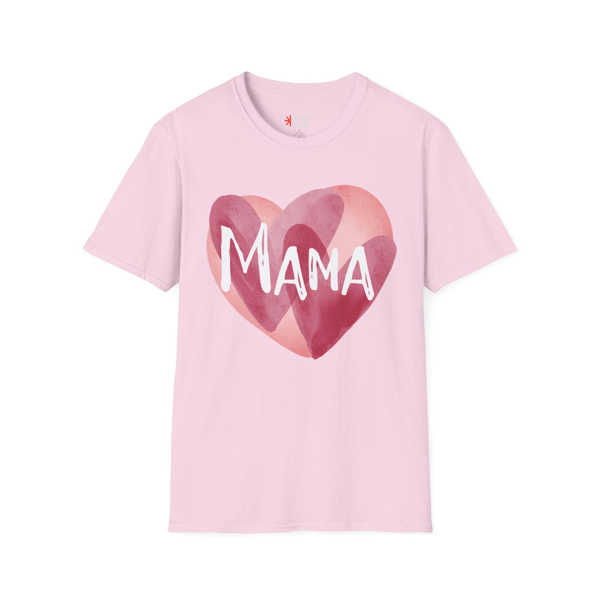 Mama Heart T-Shirt — Watercolor Pink Heart "Mama" Tee, Mother's Day Gift