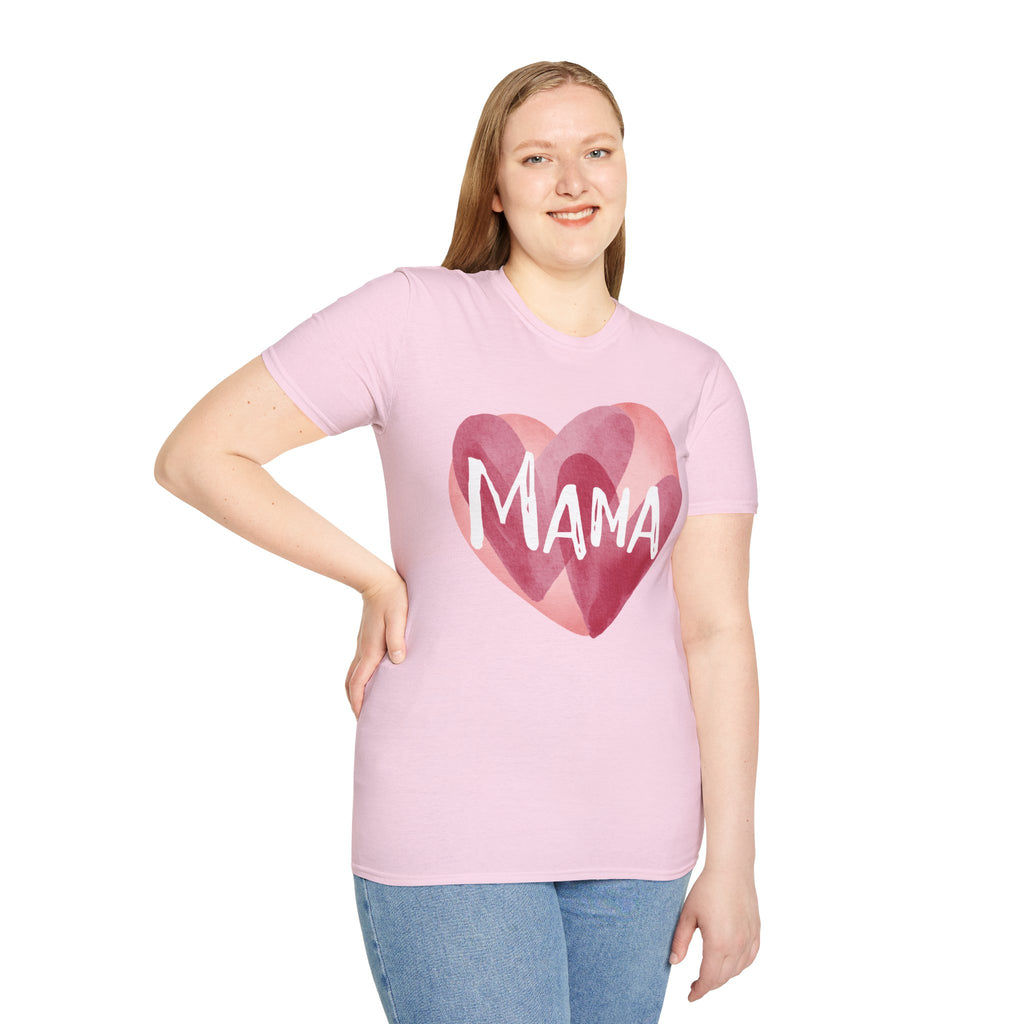 Mama Heart T-Shirt — Watercolor Pink Heart "Mama" Tee, Mother's Day Gift