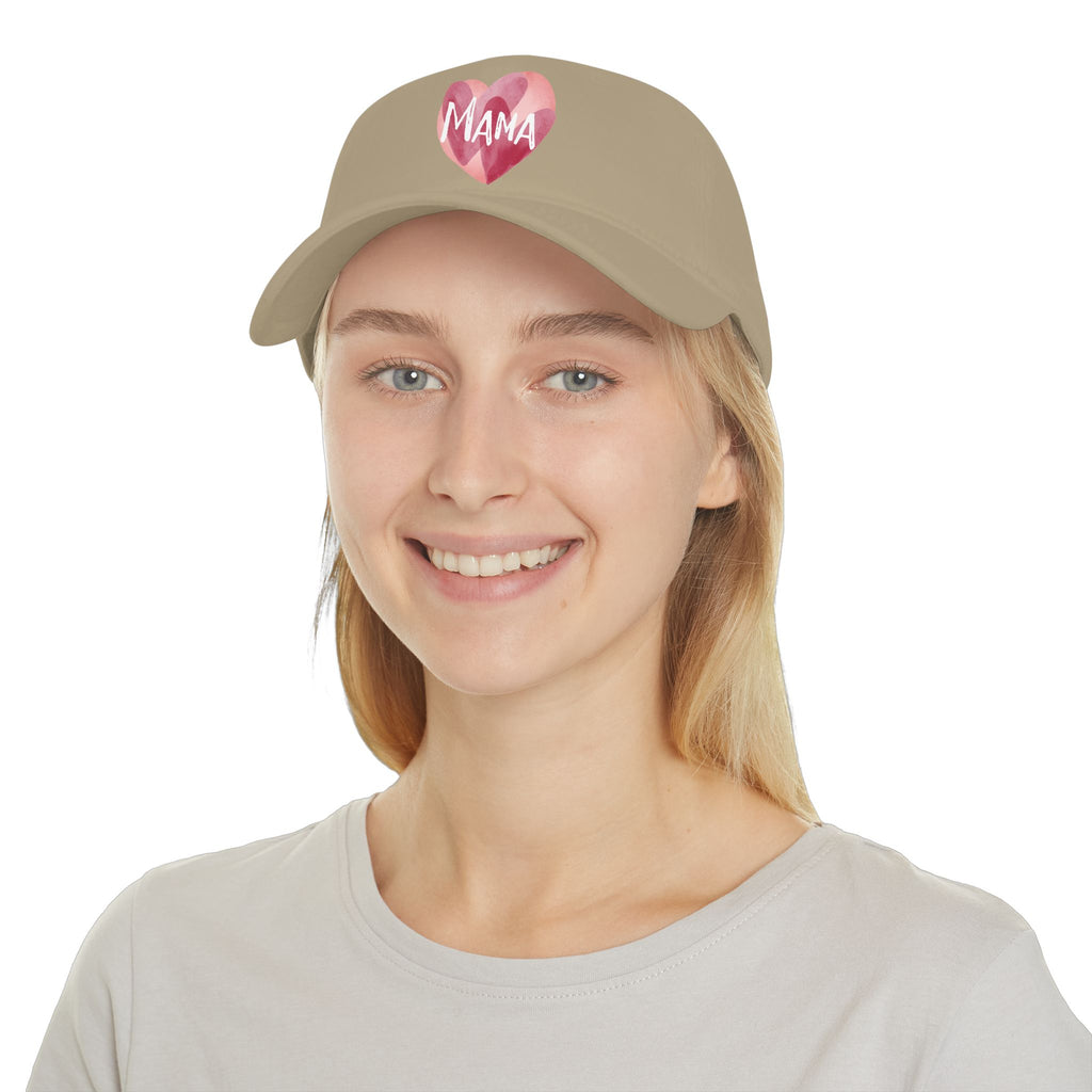 Mama Heart Baseball Cap — Watercolor Pink Heart Hat for Moms, Mother's Day Gift