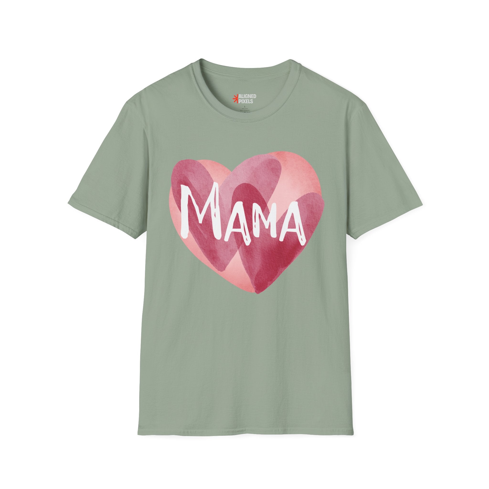 Mama Heart T-Shirt — Watercolor Pink Heart "Mama" Tee, Mother's Day Gift