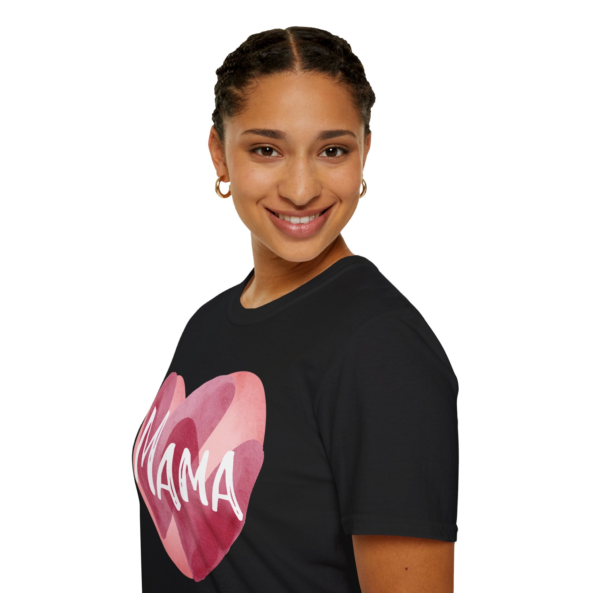 Mama Heart T-Shirt — Watercolor Pink Heart "Mama" Tee, Mother's Day Gift