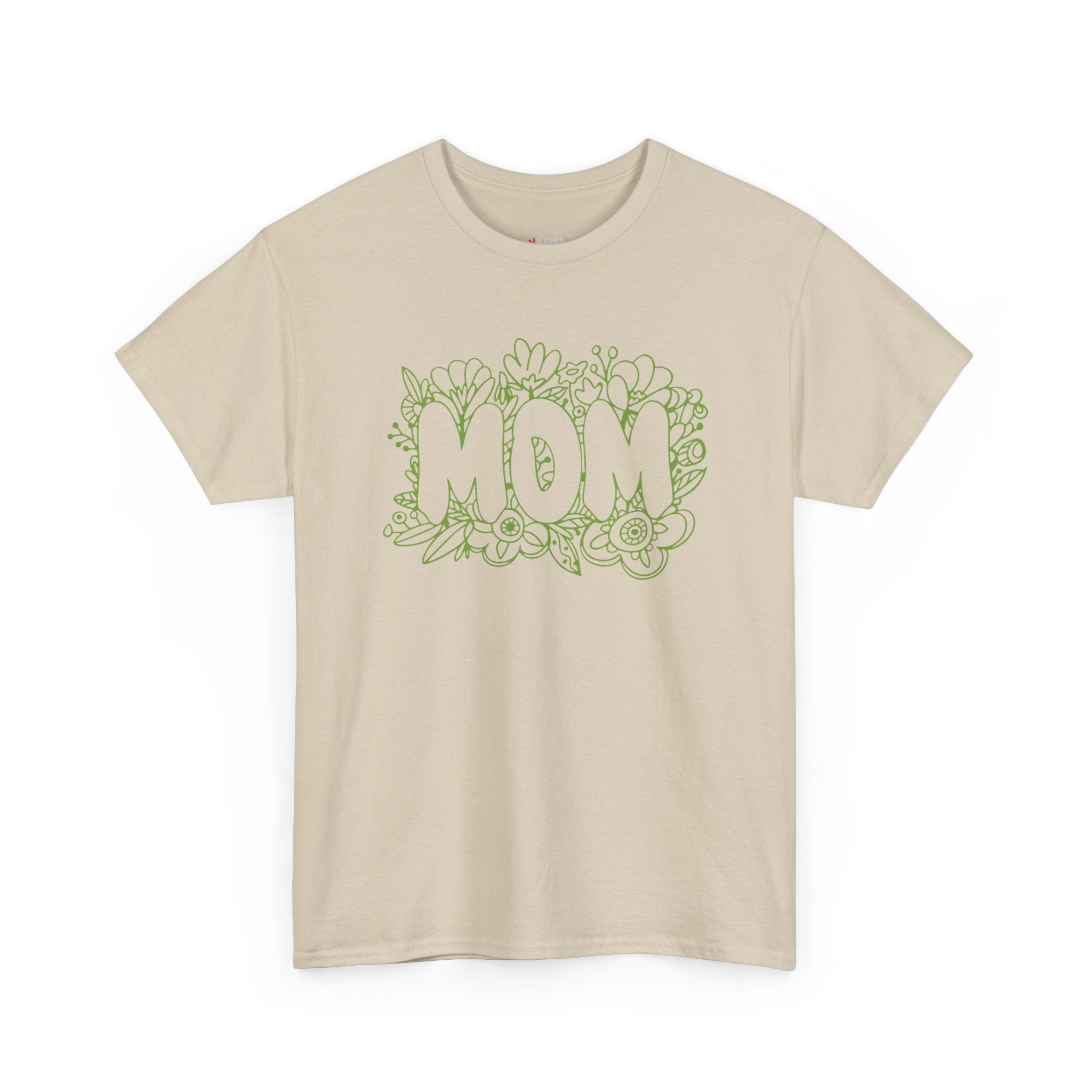 Mom Floral Outline T-Shirt — "MOM" Flower Doodle Tee for Mother's Day & Everyday