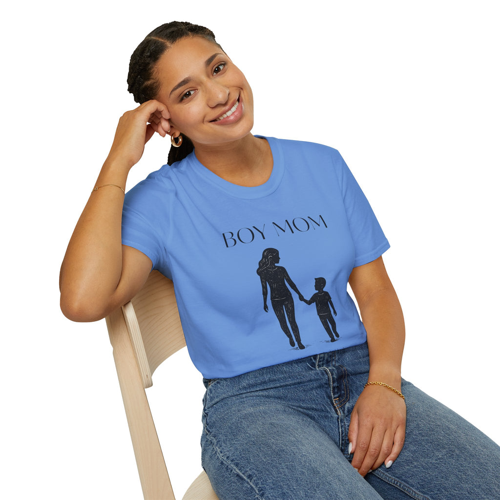 Boy Mom T-Shirt — Silhouette Mama & Son Graphic Tee for Mothers, Mother’s Day Gift