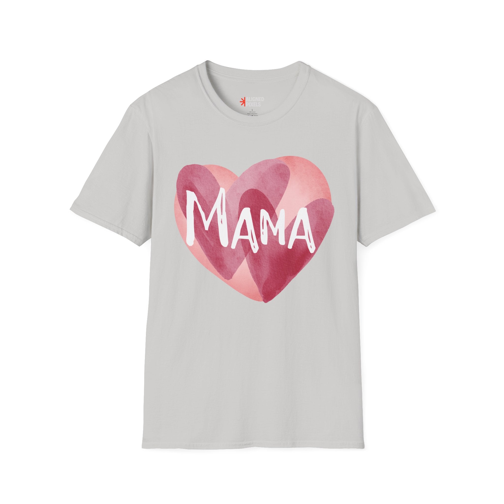 Mama Heart T-Shirt — Watercolor Pink Heart "Mama" Tee, Mother's Day Gift