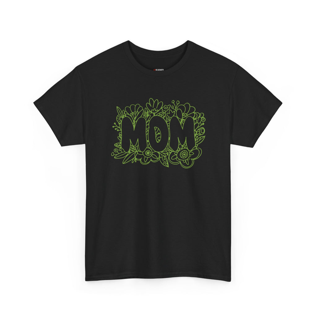 Mom Floral Outline T-Shirt — "MOM" Flower Doodle Tee for Mother's Day & Everyday