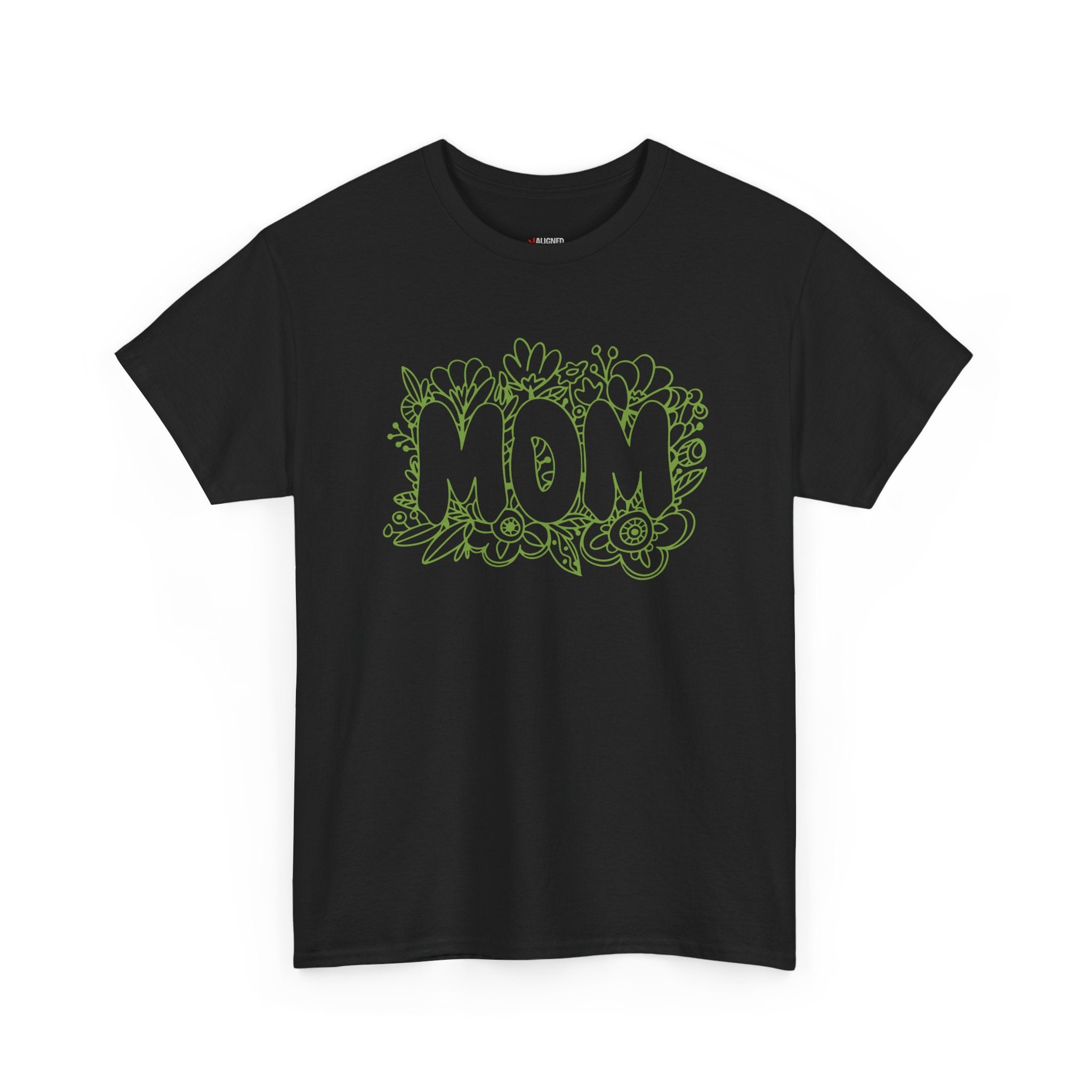Mom Floral Outline T-Shirt — "MOM" Flower Doodle Tee for Mother's Day & Everyday