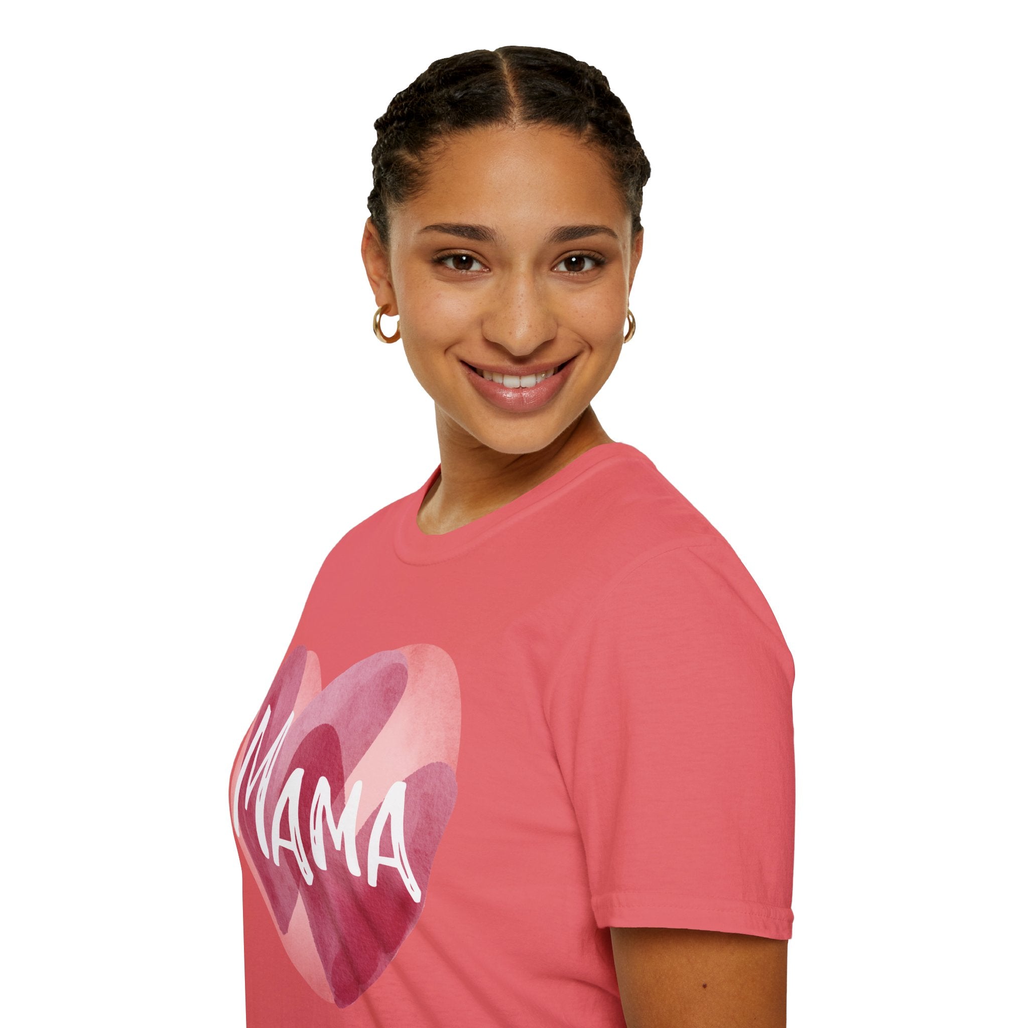 Mama Heart T-Shirt — Watercolor Pink Heart "Mama" Tee, Mother's Day Gift