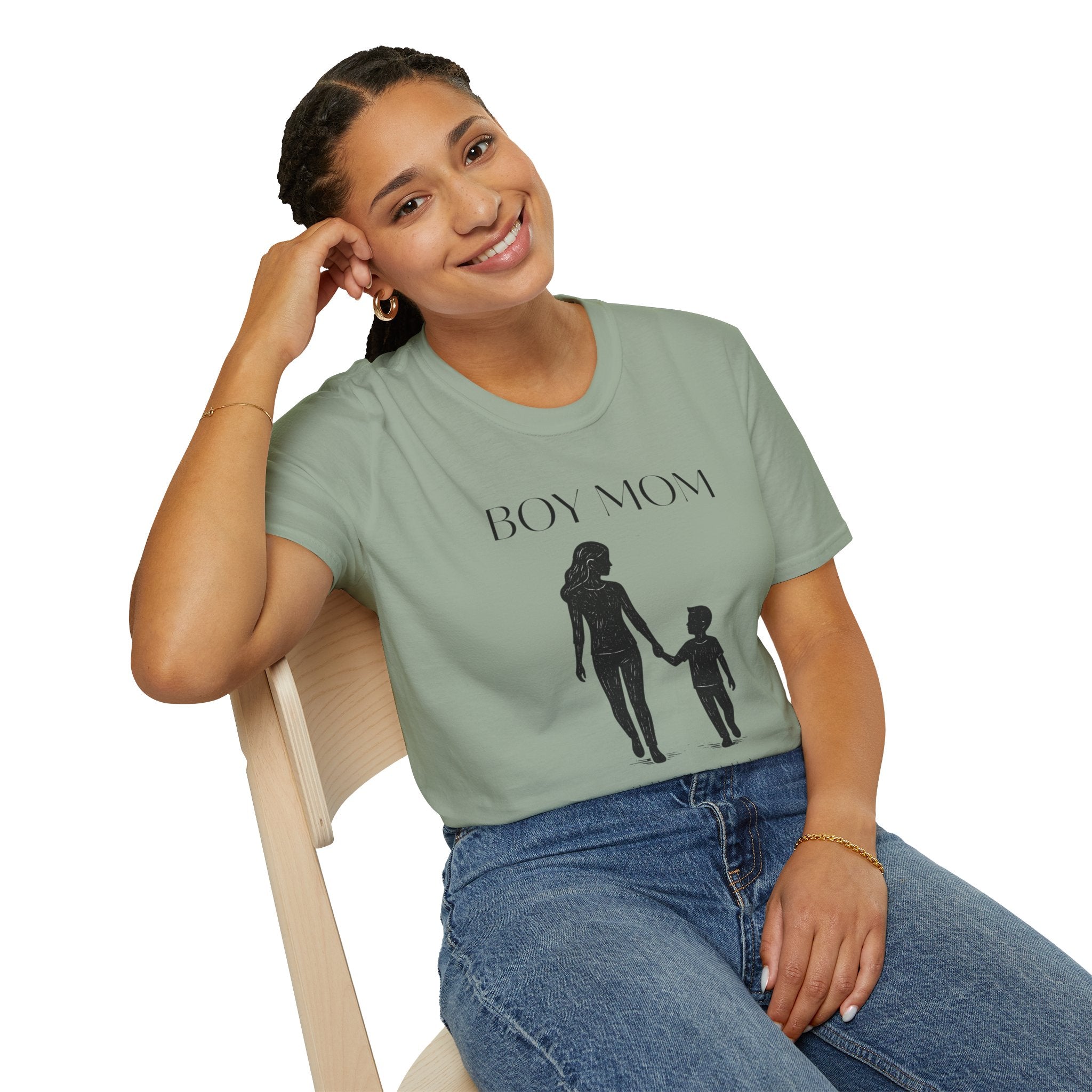 Boy Mom T-Shirt — Silhouette Mama & Son Graphic Tee for Mothers, Mother’s Day Gift