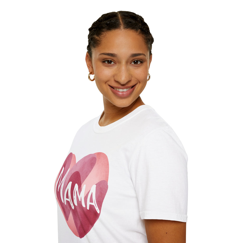 Mama Heart T-Shirt — Watercolor Pink Heart "Mama" Tee, Mother's Day Gift