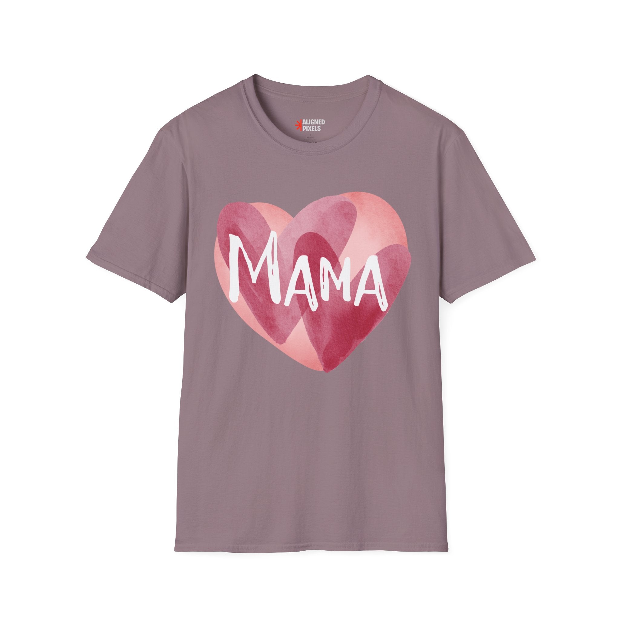 Mama Heart T-Shirt — Watercolor Pink Heart "Mama" Tee, Mother's Day Gift