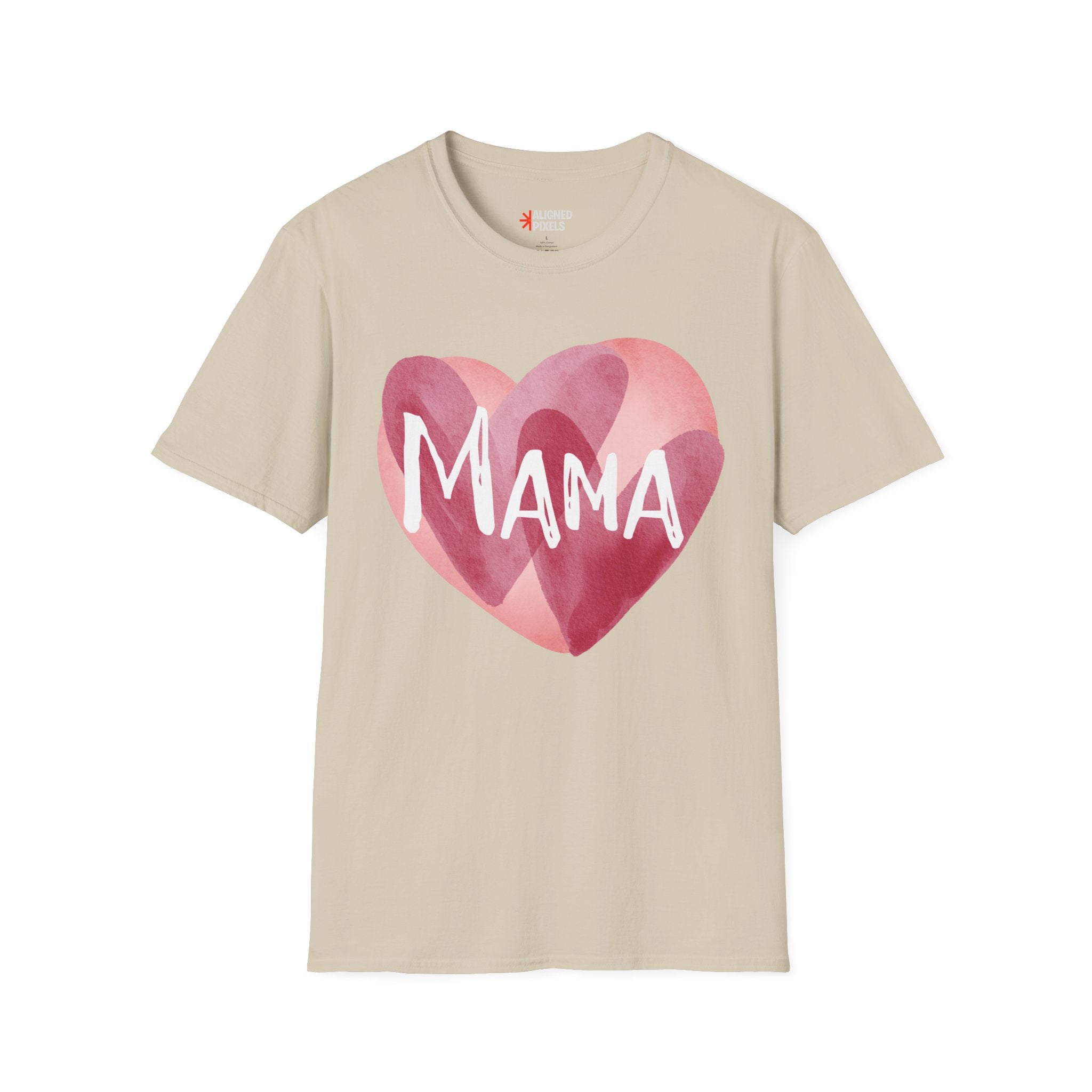 Mama Heart T-Shirt — Watercolor Pink Heart "Mama" Tee, Mother's Day Gift