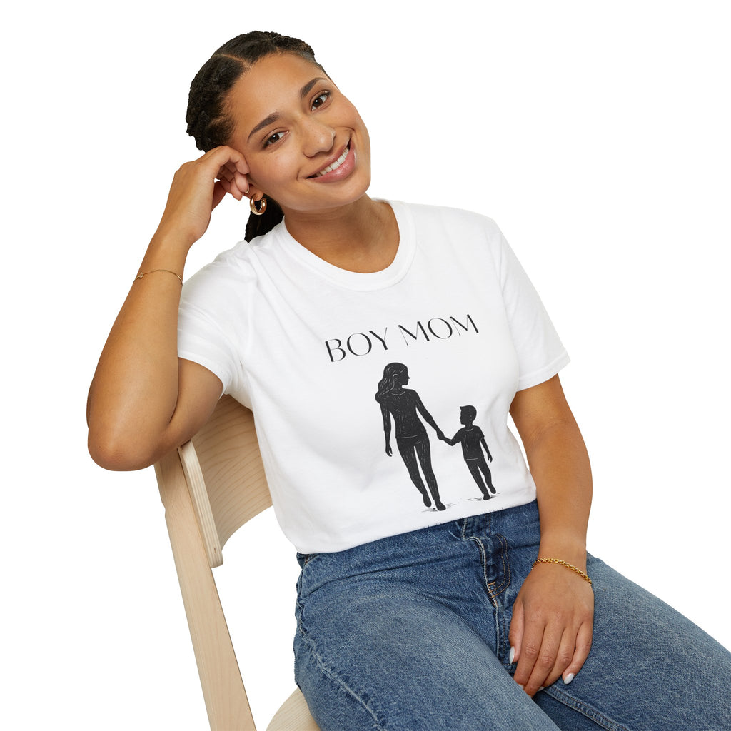 Boy Mom T-Shirt — Silhouette Mama & Son Graphic Tee for Mothers, Mother’s Day Gift