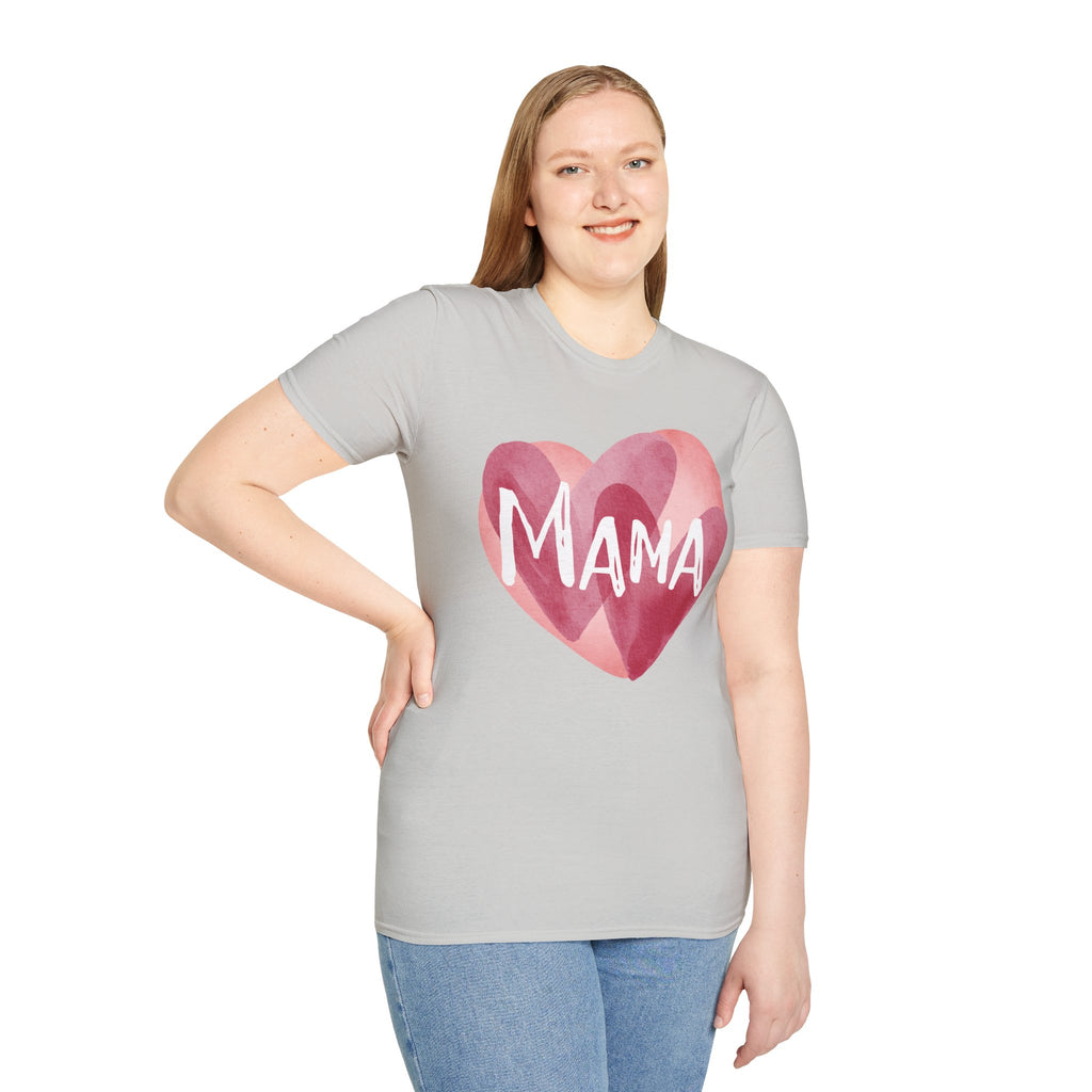 Mama Heart T-Shirt — Watercolor Pink Heart "Mama" Tee, Mother's Day Gift