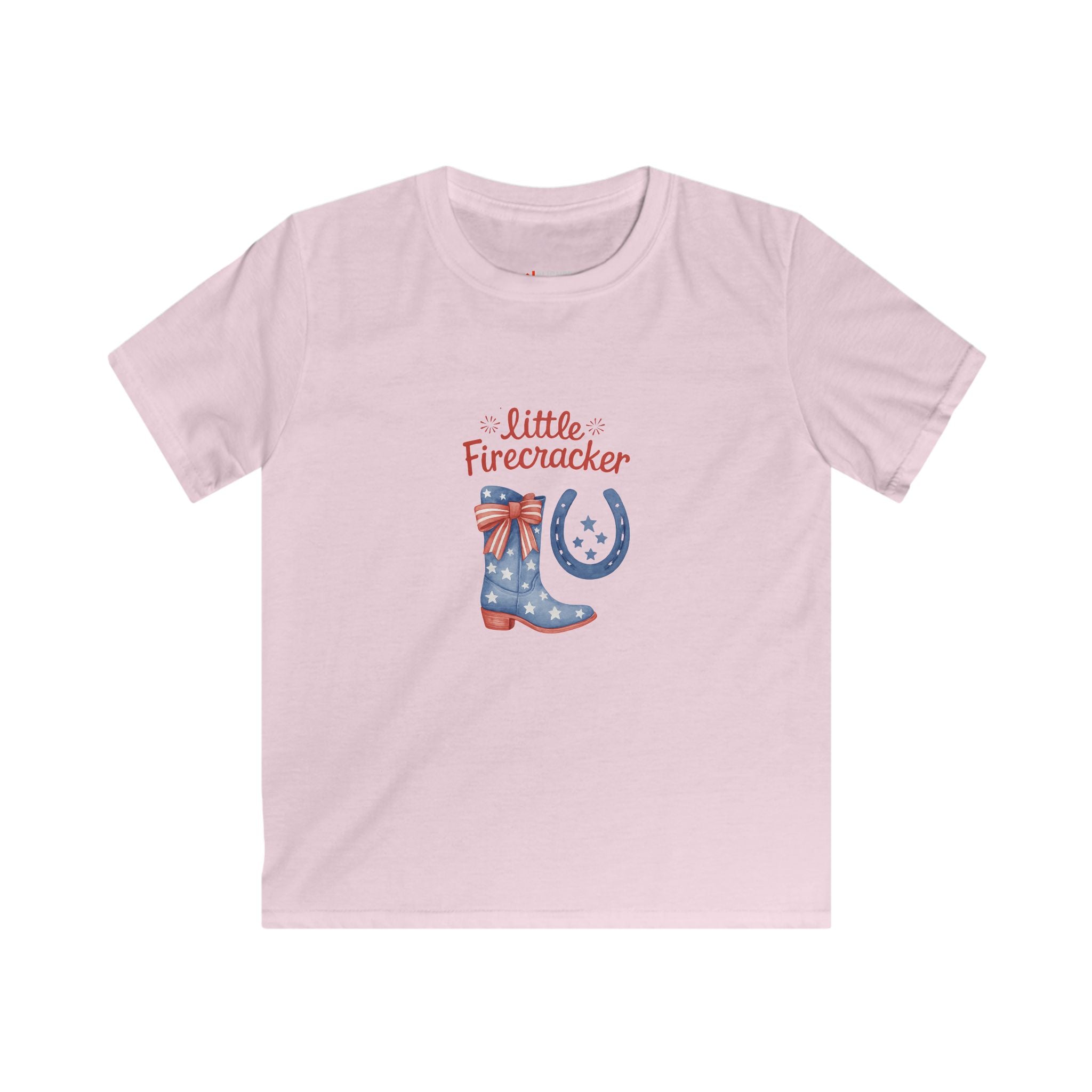 Kids Tee - "Little Firecracker" Patriotic Cowboy Boots Fourth of July Shirt